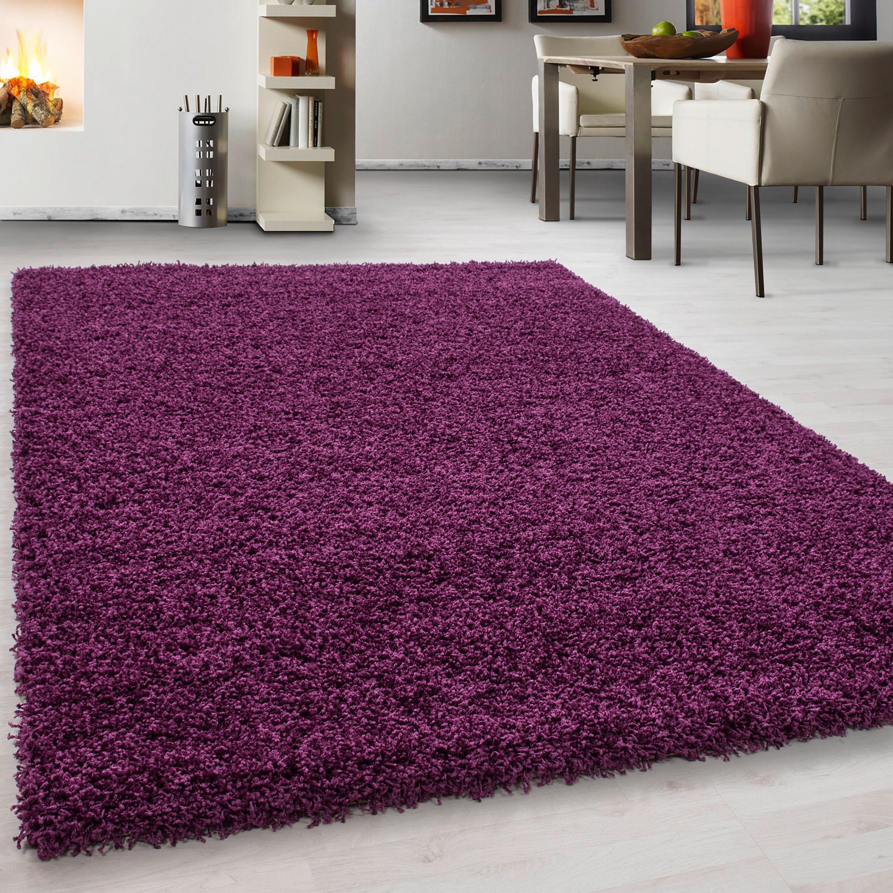 Hochflor Teppich Lila Life 300x400 cm - Lila, KONVENTIONELL, Textil (300/400cm) - Novel