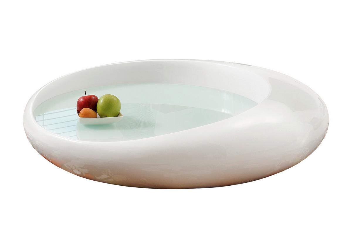 Couchtisch Weiß Hochglanz L: 100 Cm - Weiß Hochglanz, Design, Glas/Kunststoff (100/100/25cm) - Livetastic