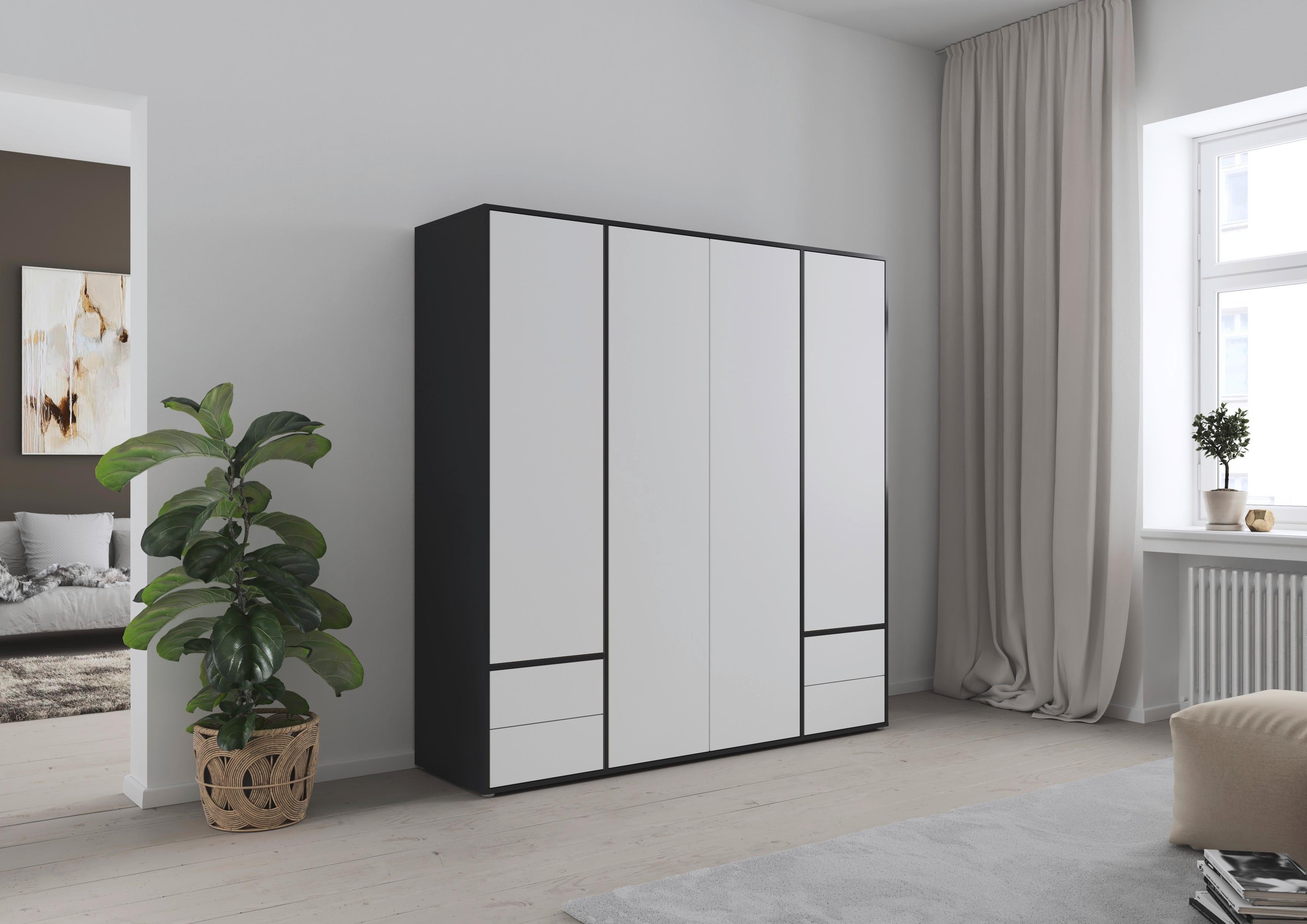 Drehtürenschrank Grau Weiß B: 187 cm - Weiß/Grau, MODERN, Holzwerkstoff (187/194/53cm) - Rauch Möbel