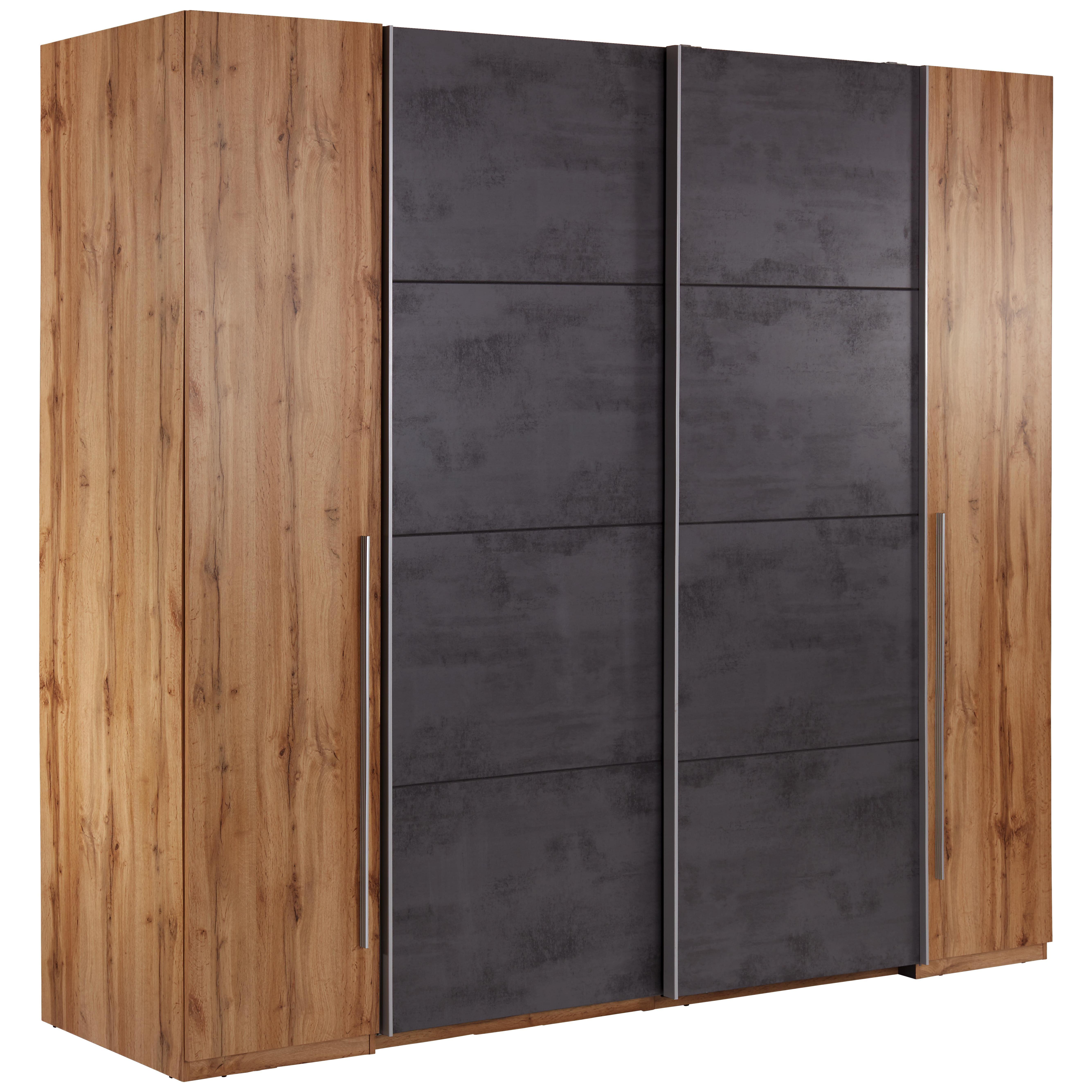 4-türiger Schwebetürenschrank Wildeiche Dekor