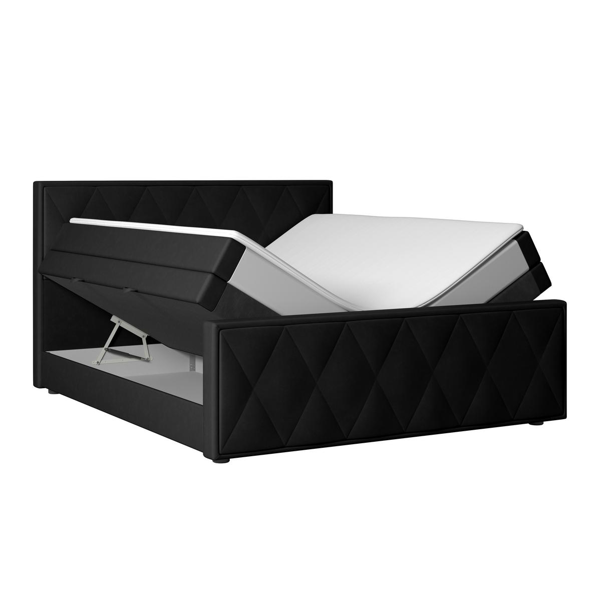 Boxspringbett mit Bettkasten Porto 180x200 cm Schwarz - Schwarz, MODERN, Holzwerkstoff/Kunststoff (180/200cm) - MID.YOU