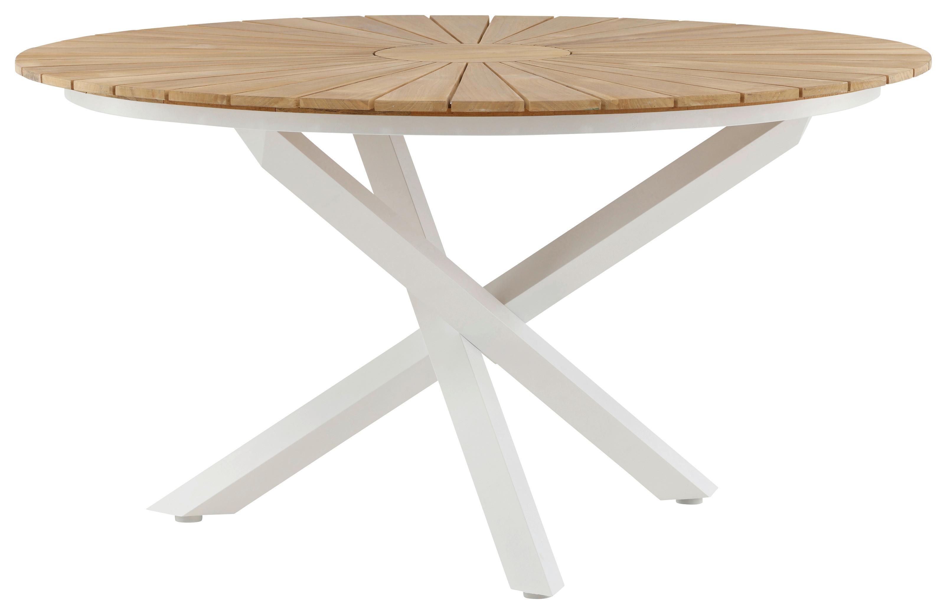 Gartentisch Mexico - Weiß/Teakfarben, KONVENTIONELL, Holz/Metall (140/140/75cm) - Gardenson