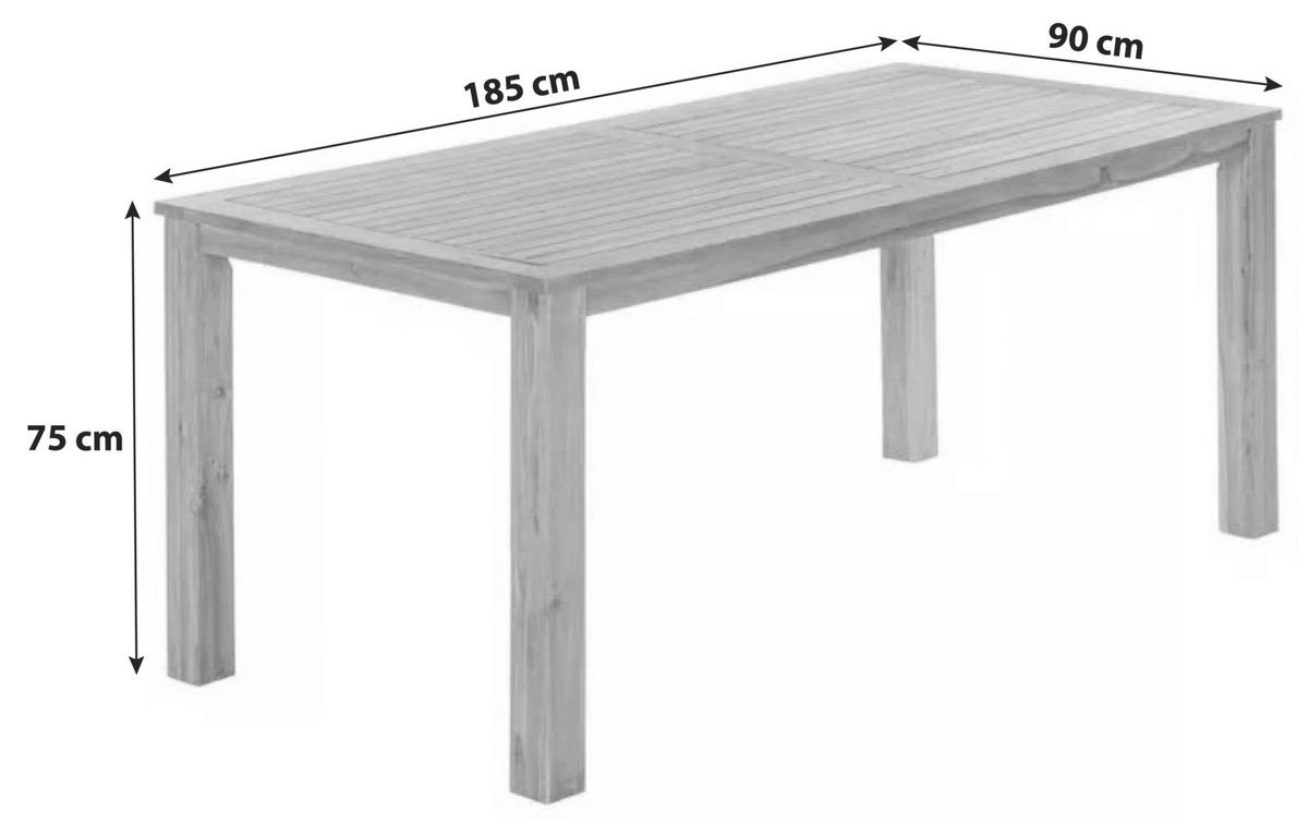 Gartenmöbel Set 7-Tlg. Acapulco Akazie/Textil - Grau/Akaziefarben, ROMANTIK / LANDHAUS, Holz/Textil - Gardenson