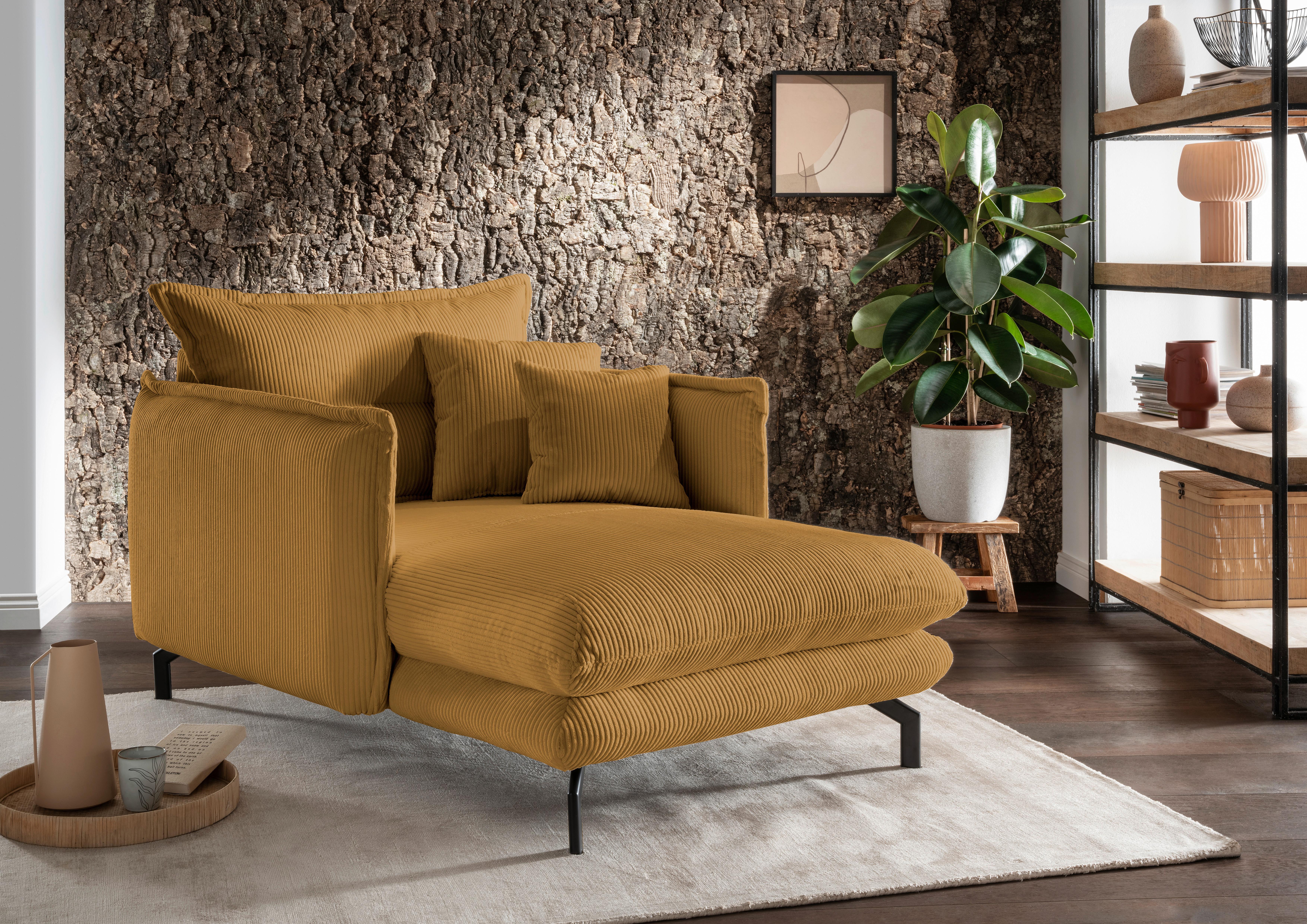 Xxl-sessel Lava Goldfarben B: 111 Cm - Goldfarben/Schwarz, MODERN, Textil (111/101/167cm) - Livetastic