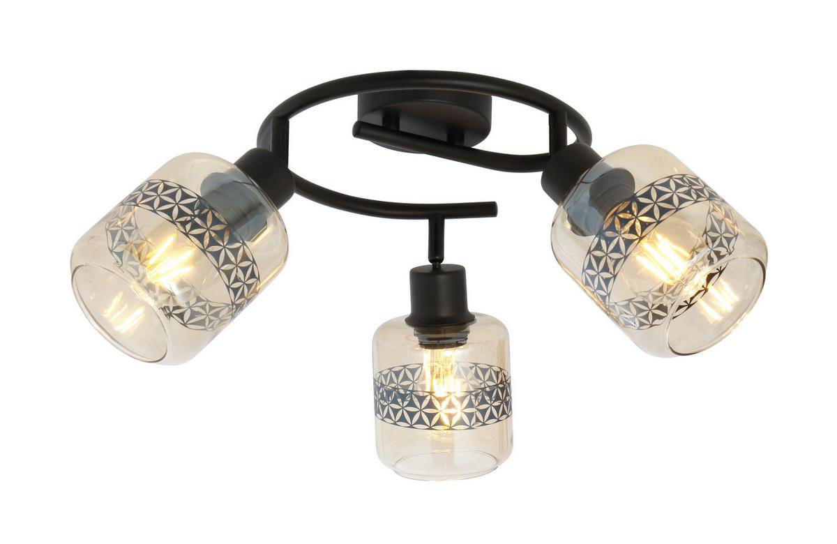 Strahler 3-Flammig verstellbar Ø 25 cm - Schwarz, Design, Glas/Metall (25/25cm) - Globo
