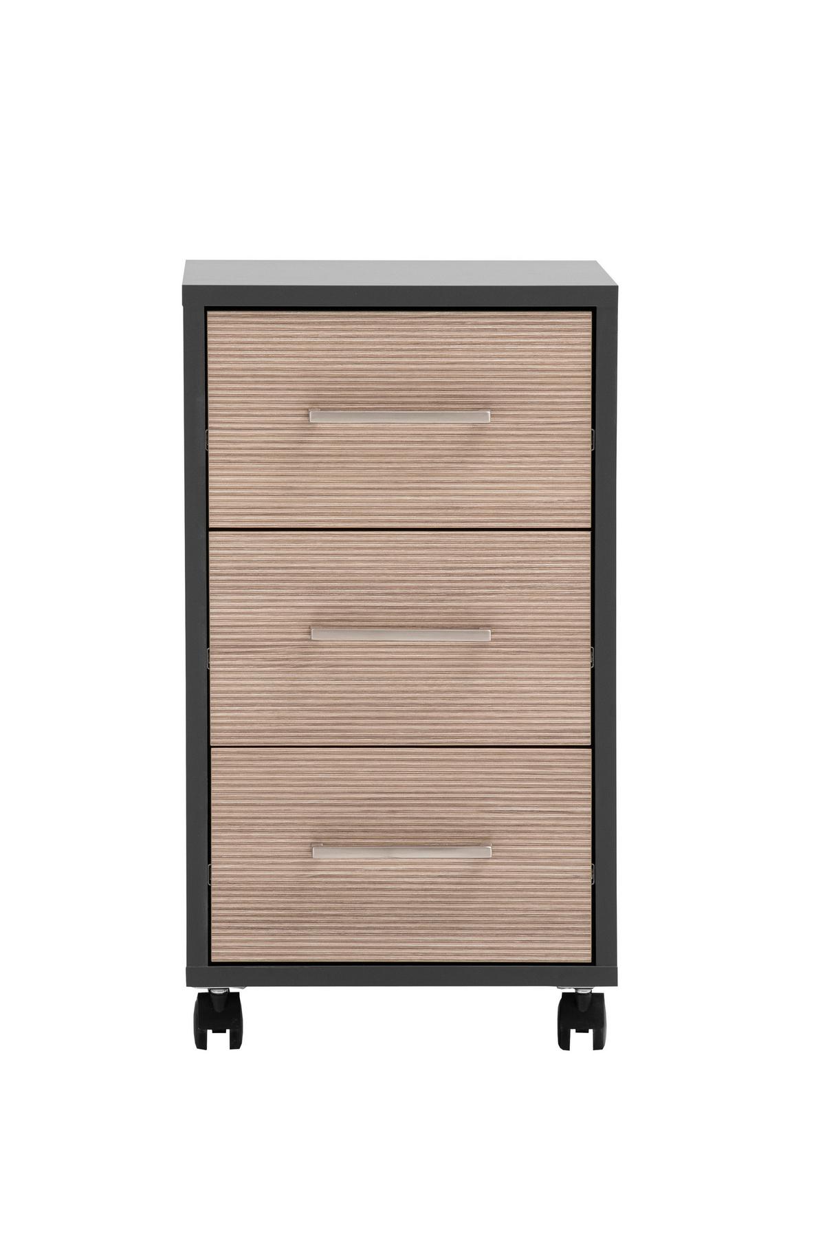 Rollcontainer Metz Anthrazit B: 32,6cm - Beige/Anthrazit, MODERN, Holzwerkstoff/Kunststoff (32,6/59,7/39,1cm) - MID.YOU