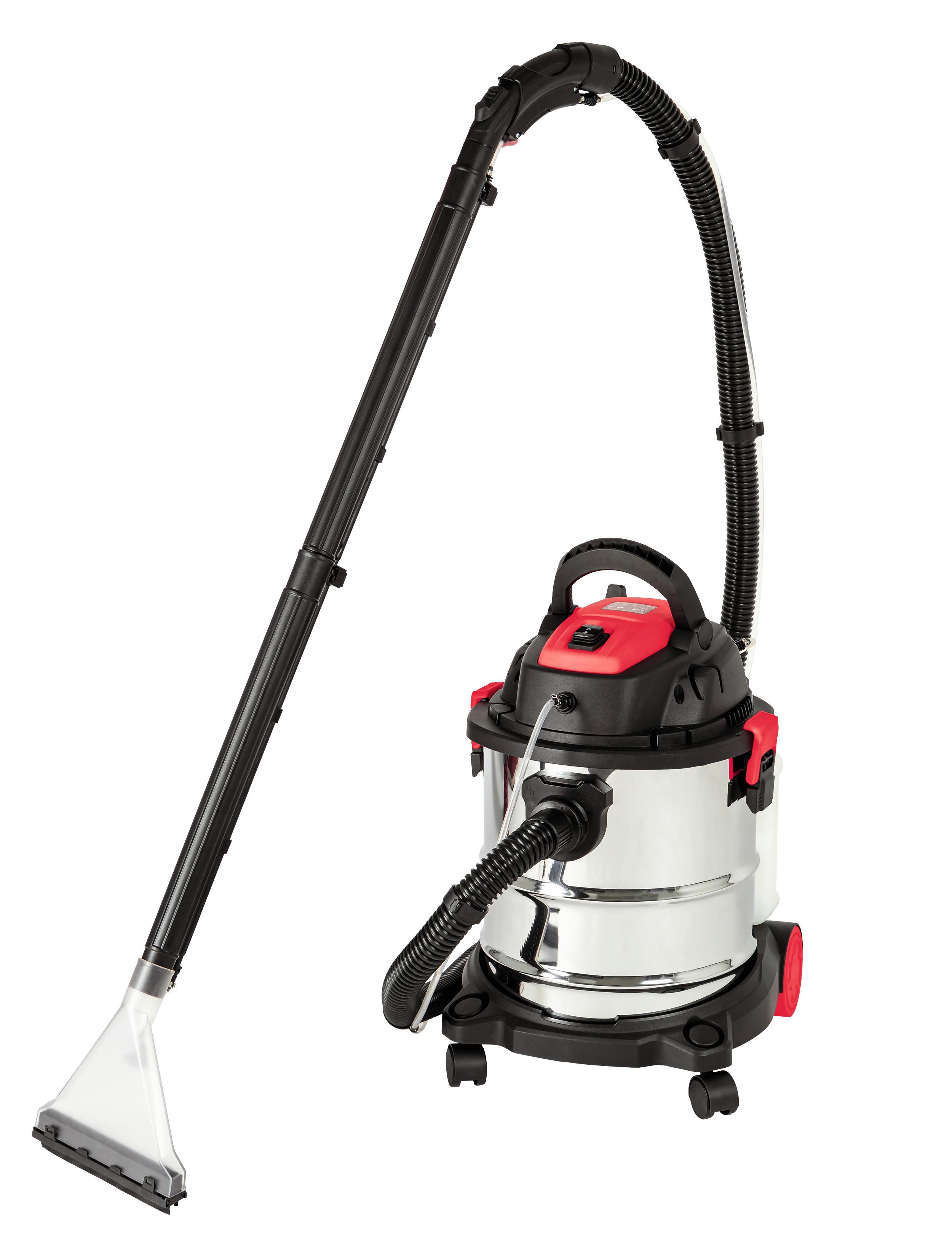 Waschsauger 2 in 1 20 L mit Tragegriff + Rollen - Rot/Schwarz, Basics, Kunststoff/Metall (39/34/46cm)