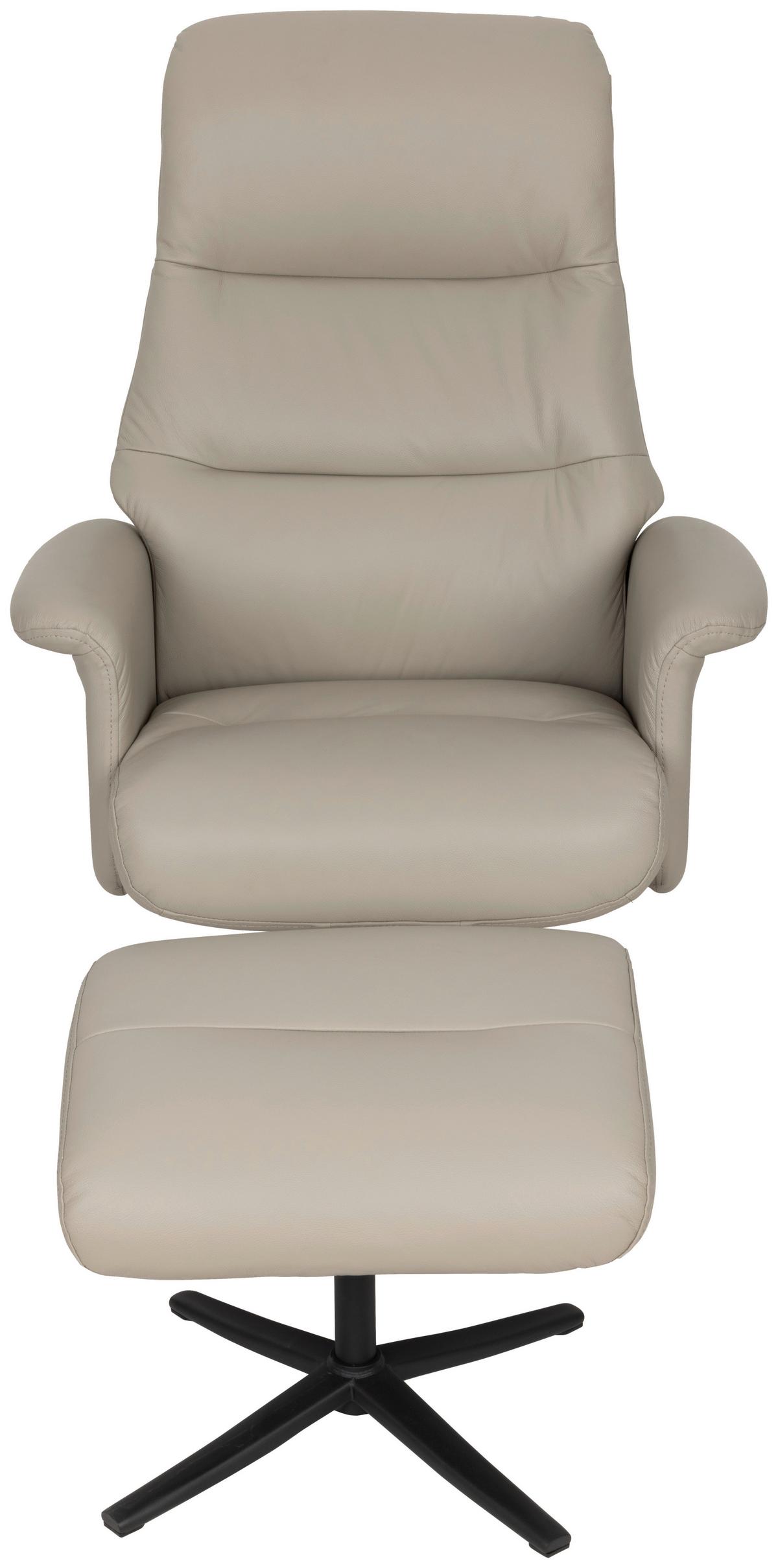 Relaxsesselset Repose Hellgrau B: 76 Cm - Hellgrau/Schwarz, Design, Leder/Textil (76/107/79cm) - Livetastic