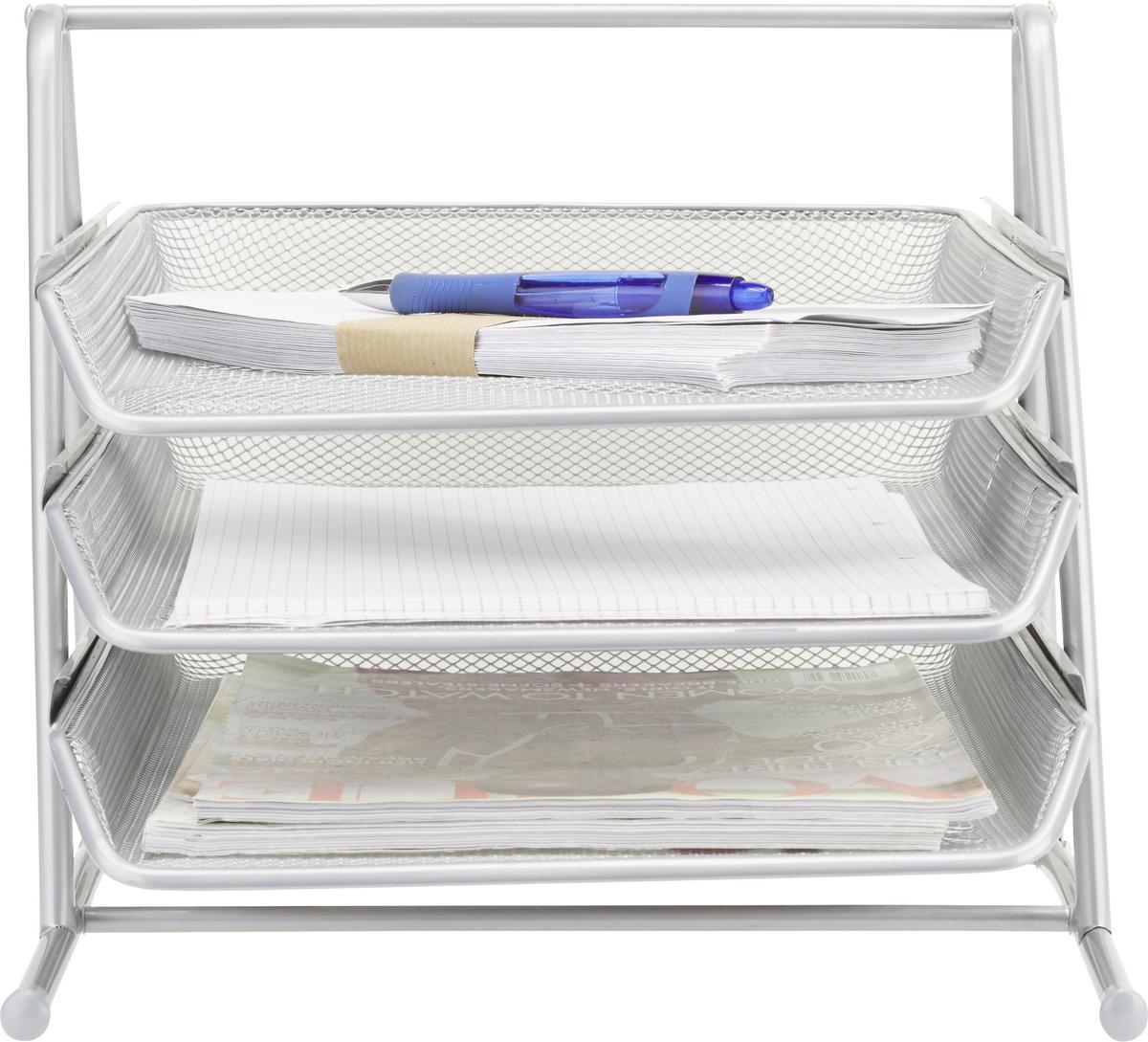 Briefablage Mesh - Silberfarben, Metall (35/27,5/29,5cm) - Mömax