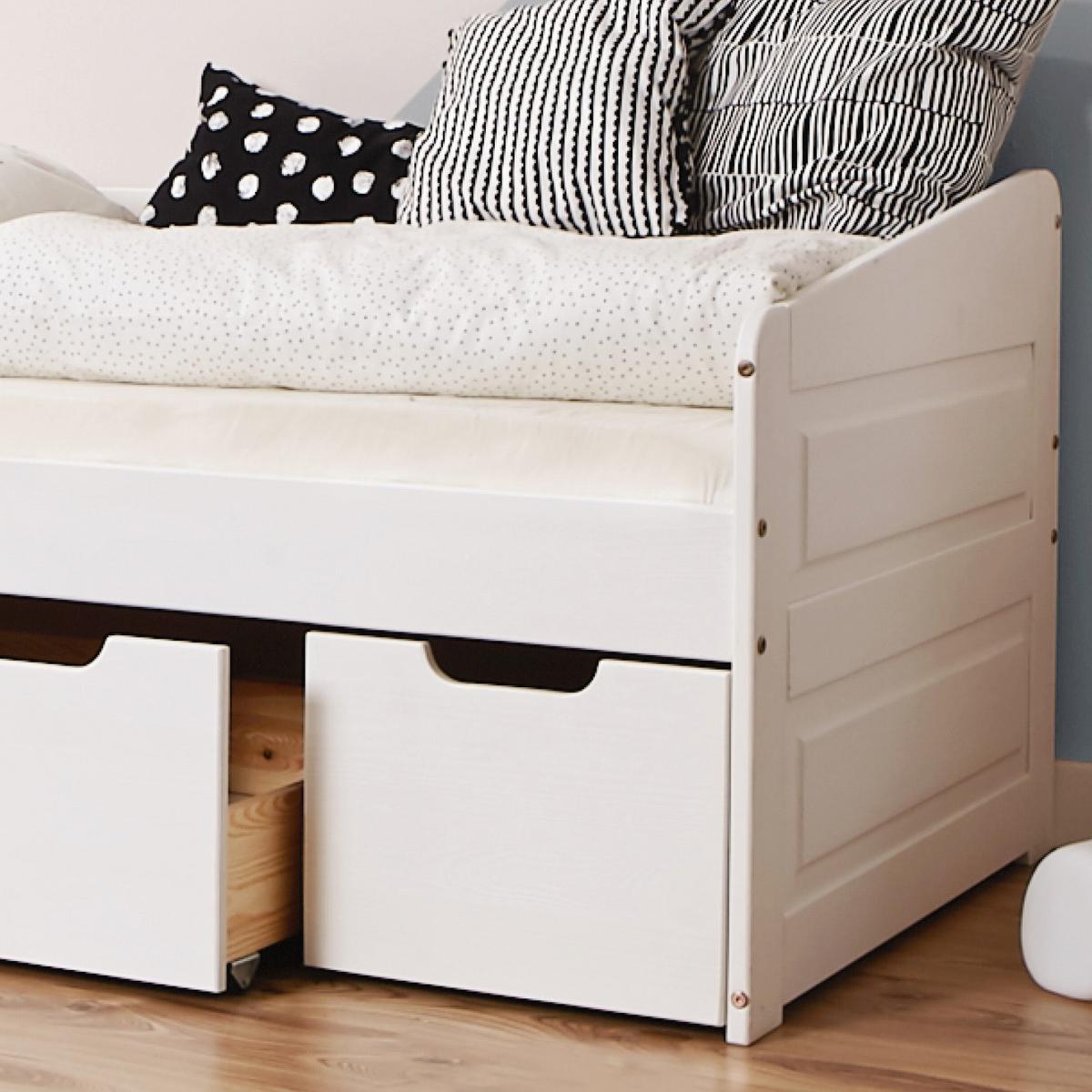 Dětská postel se šuplíky MICKI, 80x160 cm, bílá - bílá/barvy borovice, Natur, dřevo (80/160cm) - MID.YOU