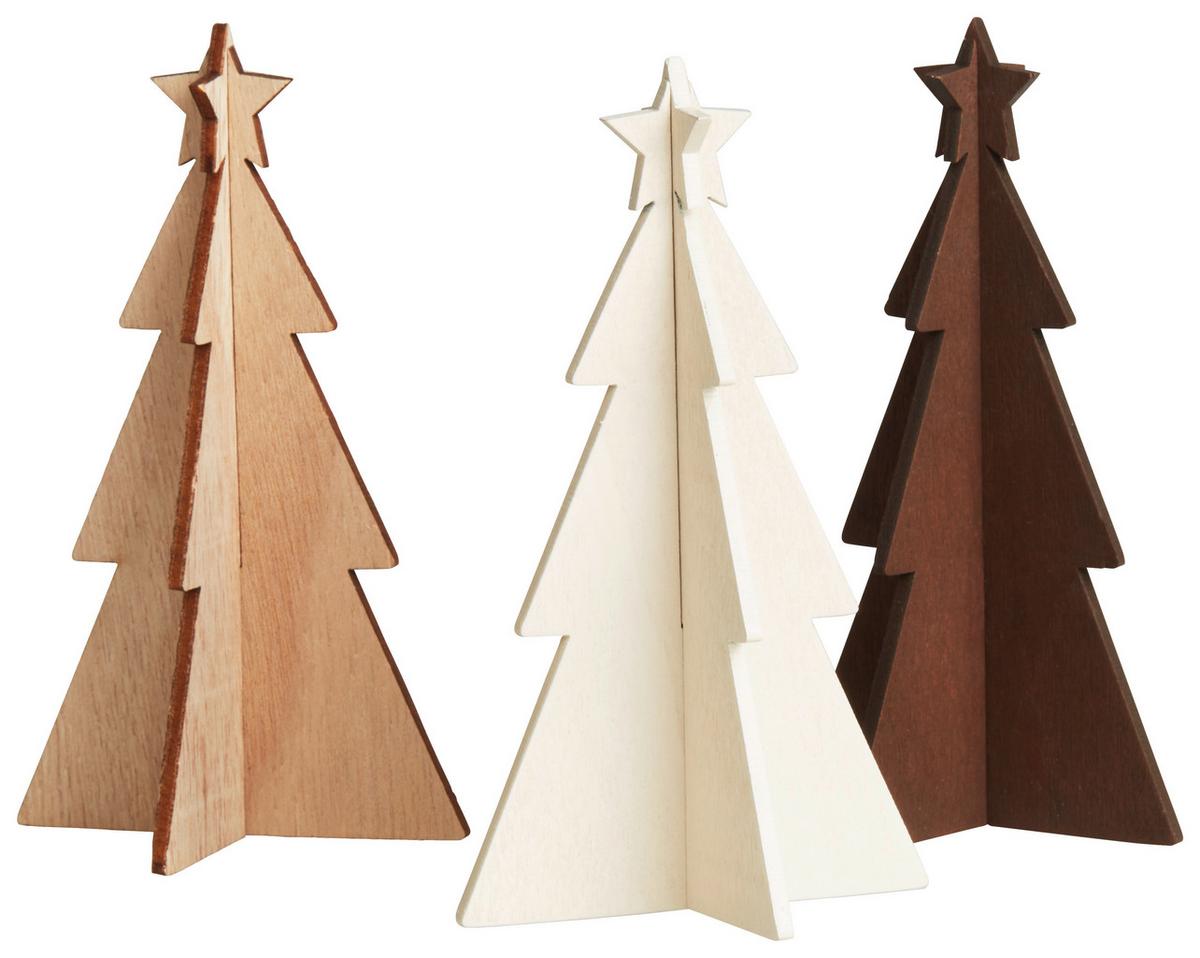 Dekobaum Karl - Beige/Rot, KONVENTIONELL, Holzwerkstoff (12cm)