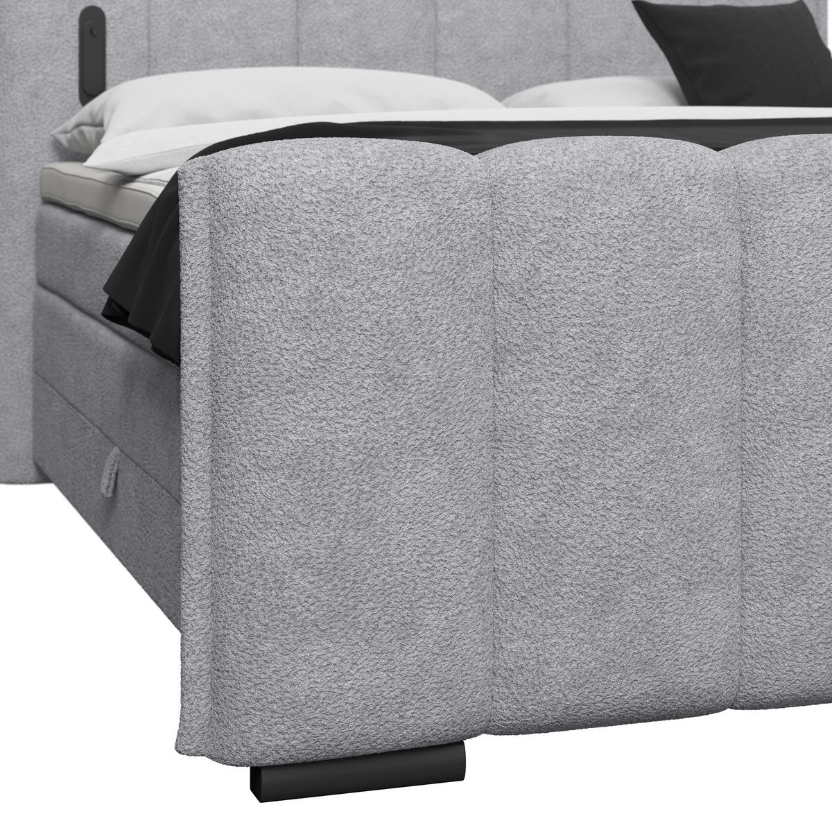 Boxspringbett Elysia inkl. Bettkasten 180x200 - Hellgrau/Schwarz, Trend, Holz/Holzwerkstoff (180/200cm) - Luca Bessoni