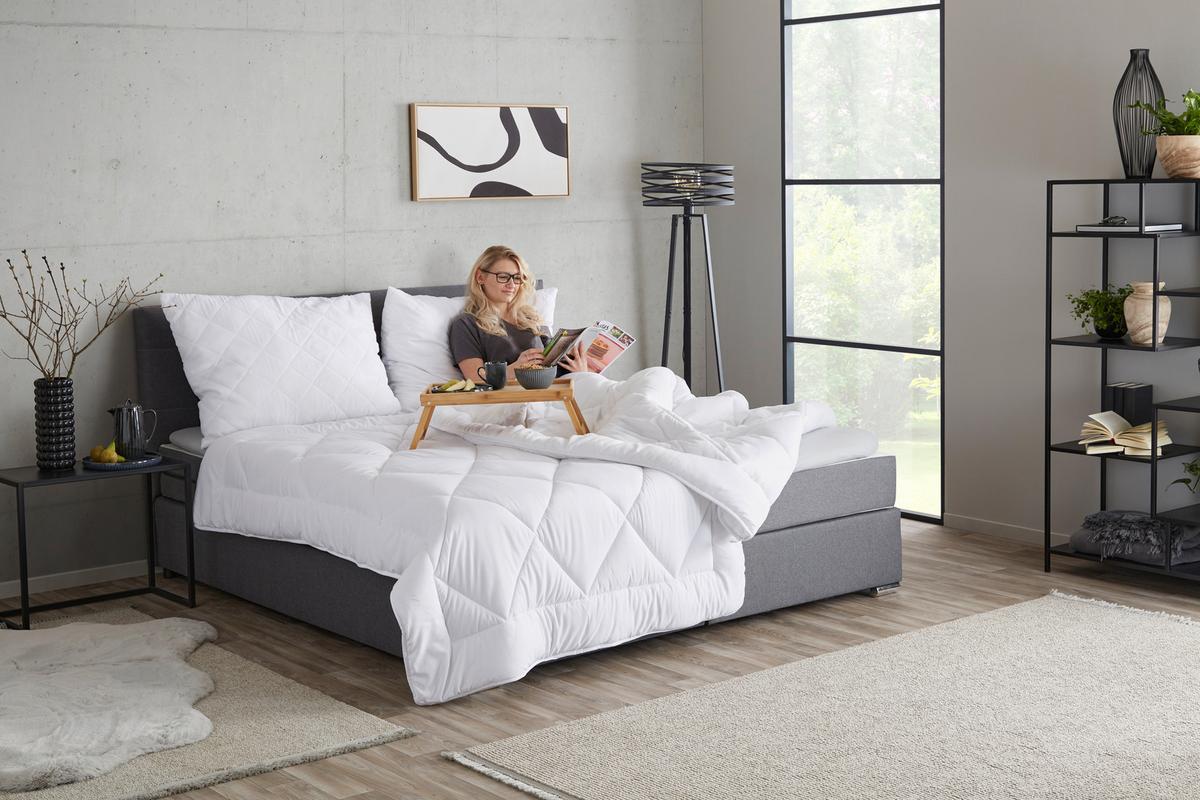 Steppdecke Nature Bamboo Normal Klaus 140x200 Cm - Weiß, KONVENTIONELL, Textil (140/200cm)