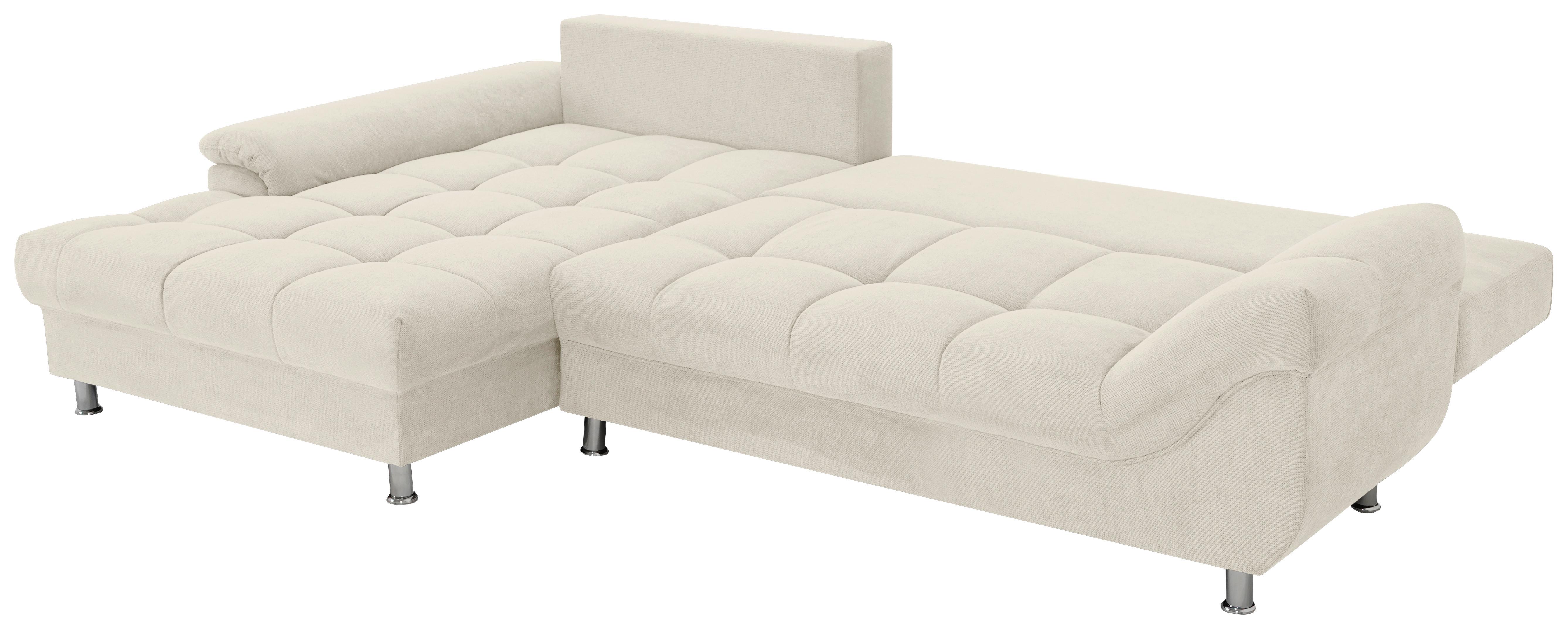 Rohová sedačka ERICE, ľavá, krémová - krémová/chrómová, Design, textil/plast (198/312cm)