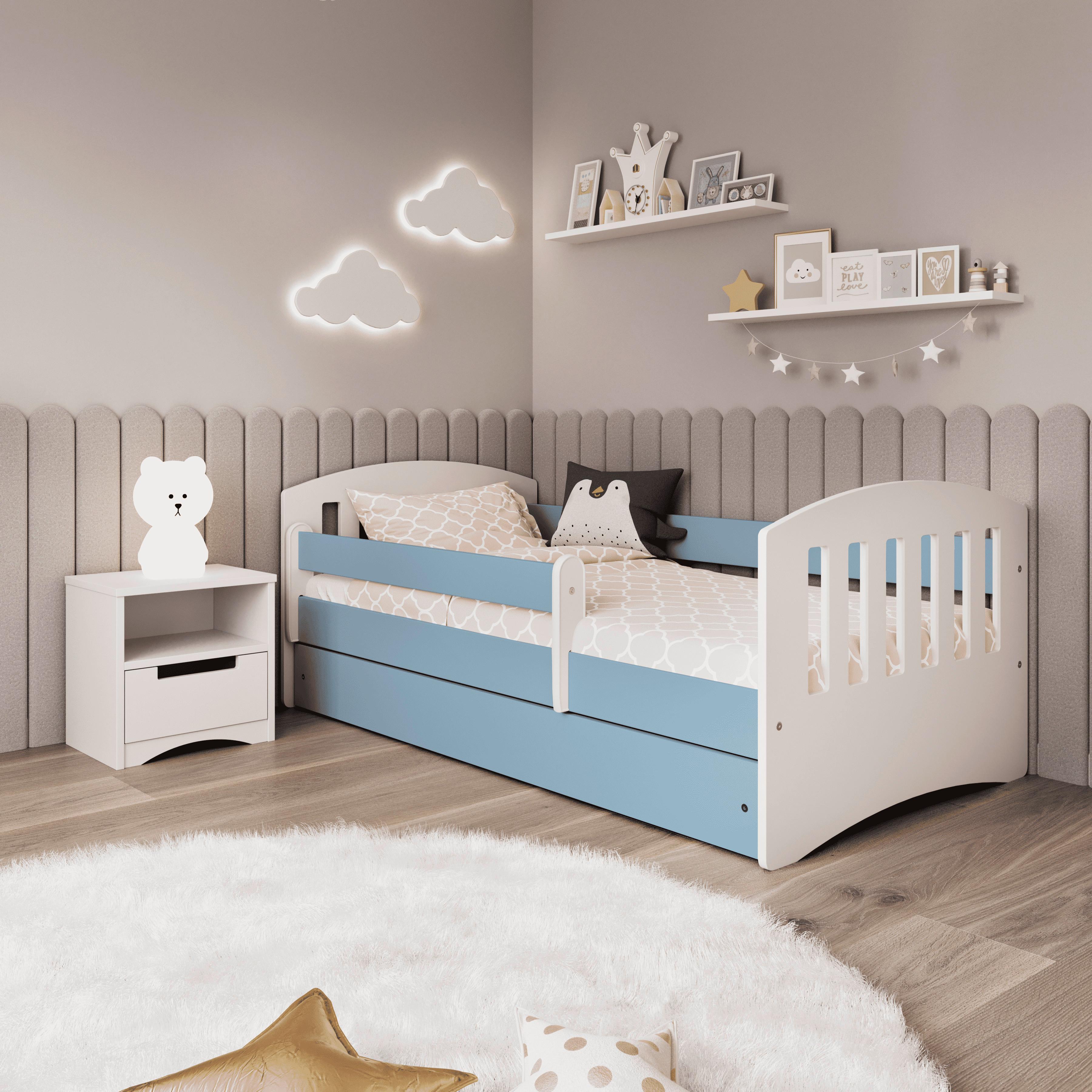 KINDER-/JUNIORBETT Classic Blau/Weiß 80x160cm - Blau/Birkefarben, MODERN, Holz/Holzwerkstoff (80/160cm) - MID.YOU