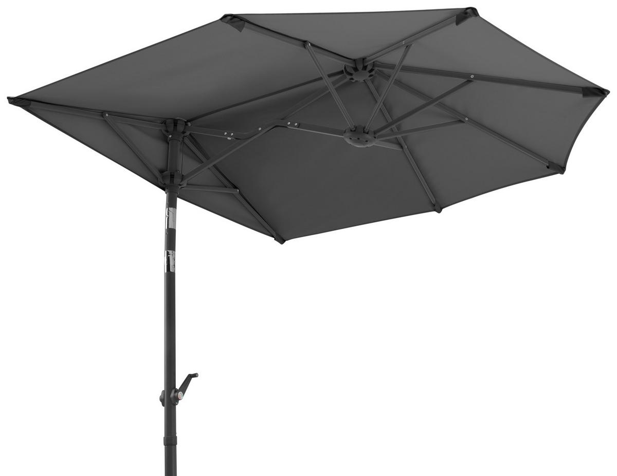 Ampelschirm Salerno Mezza BxHxT: 150x228x150 cm Anthrazit - Anthrazit, Basics, Textil/Metall (150/228/150cm) - Schneider