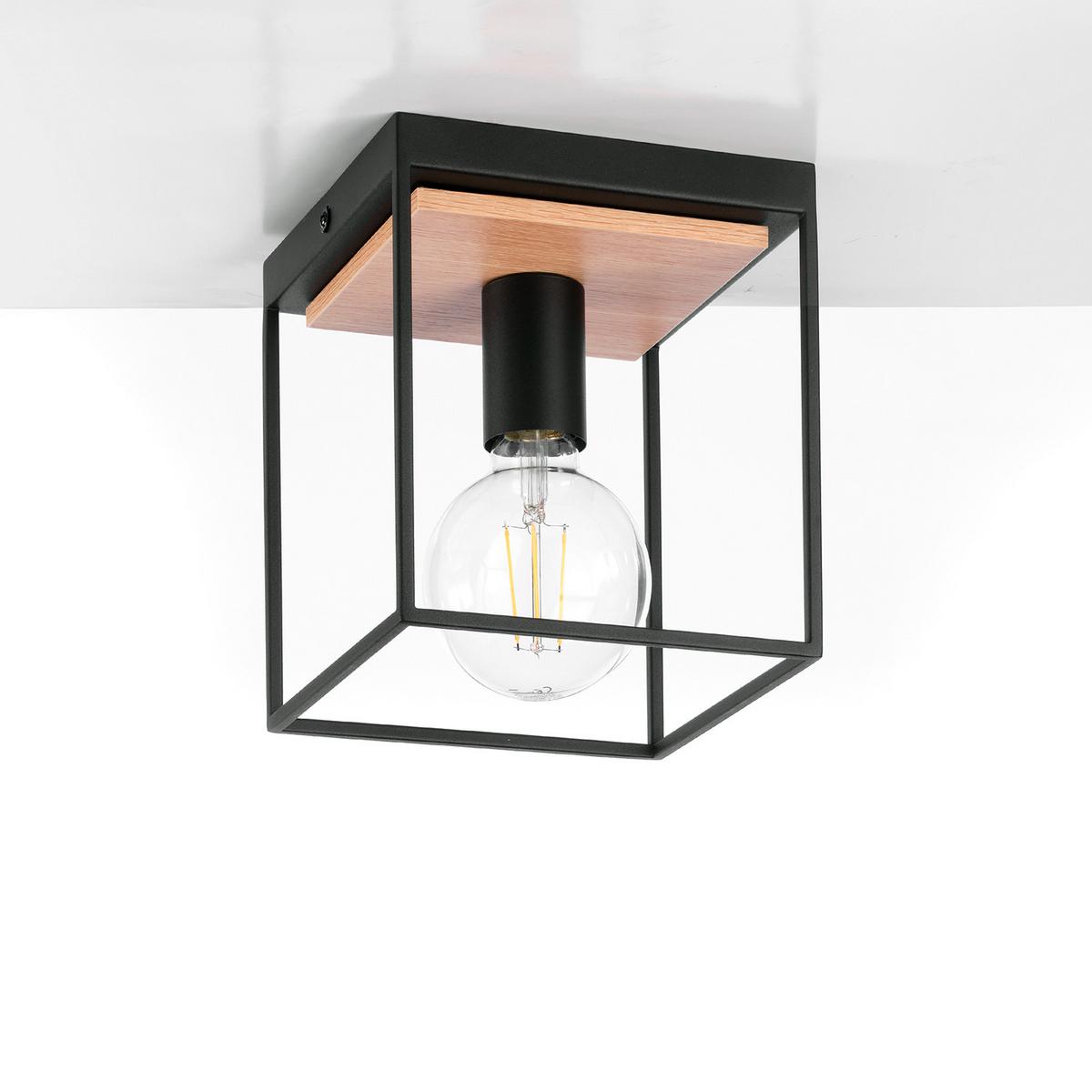 Deckenleuchte 5065/pl1 - Eichefarben/Schwarz, Natur, Metall (18/18/20cm)