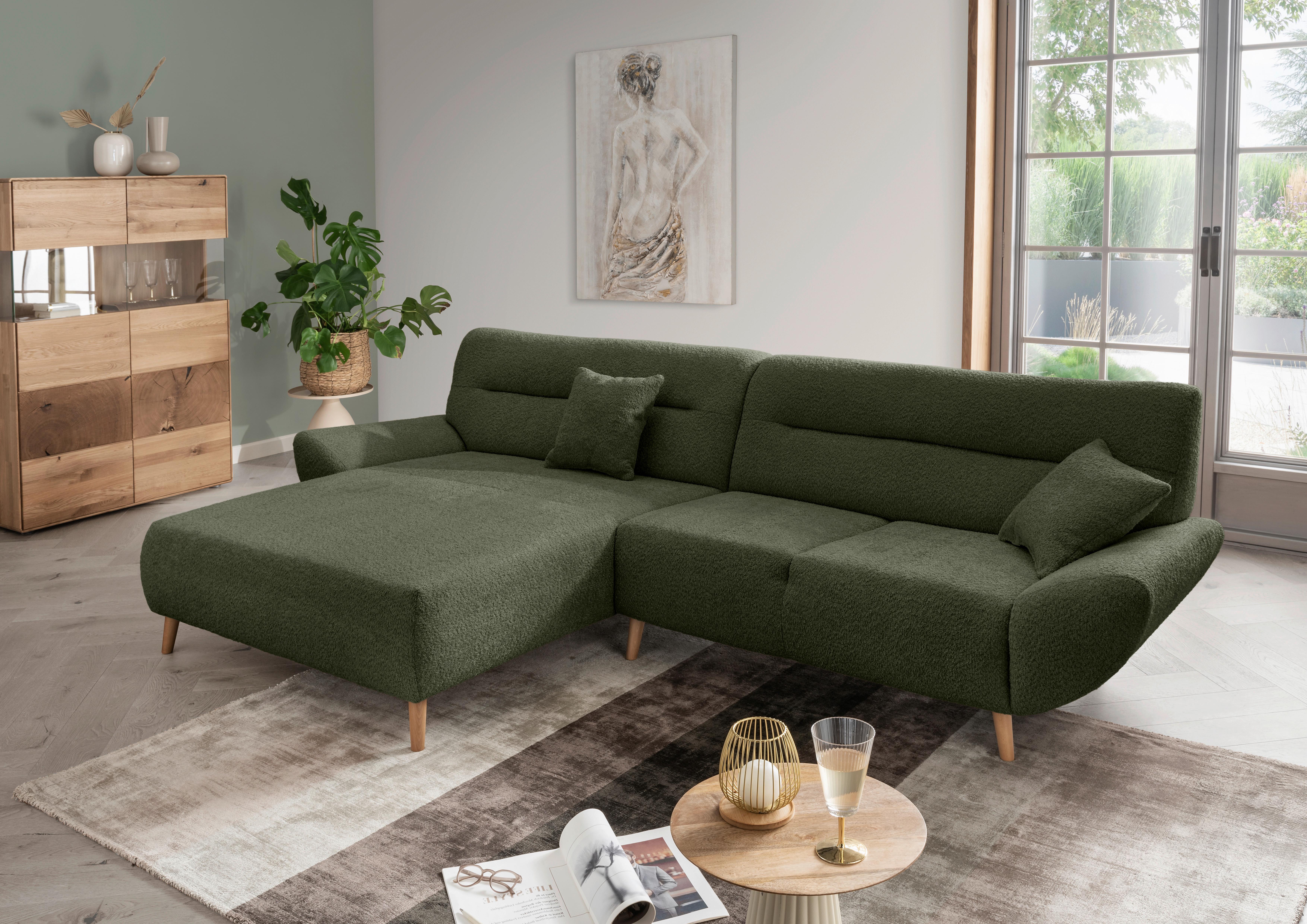 Ecksofa Drago, Waldgrün S: 166x290 cm - Waldgrün/Wildeiche, KONVENTIONELL, Textil (166/290cm) - MID.YOU