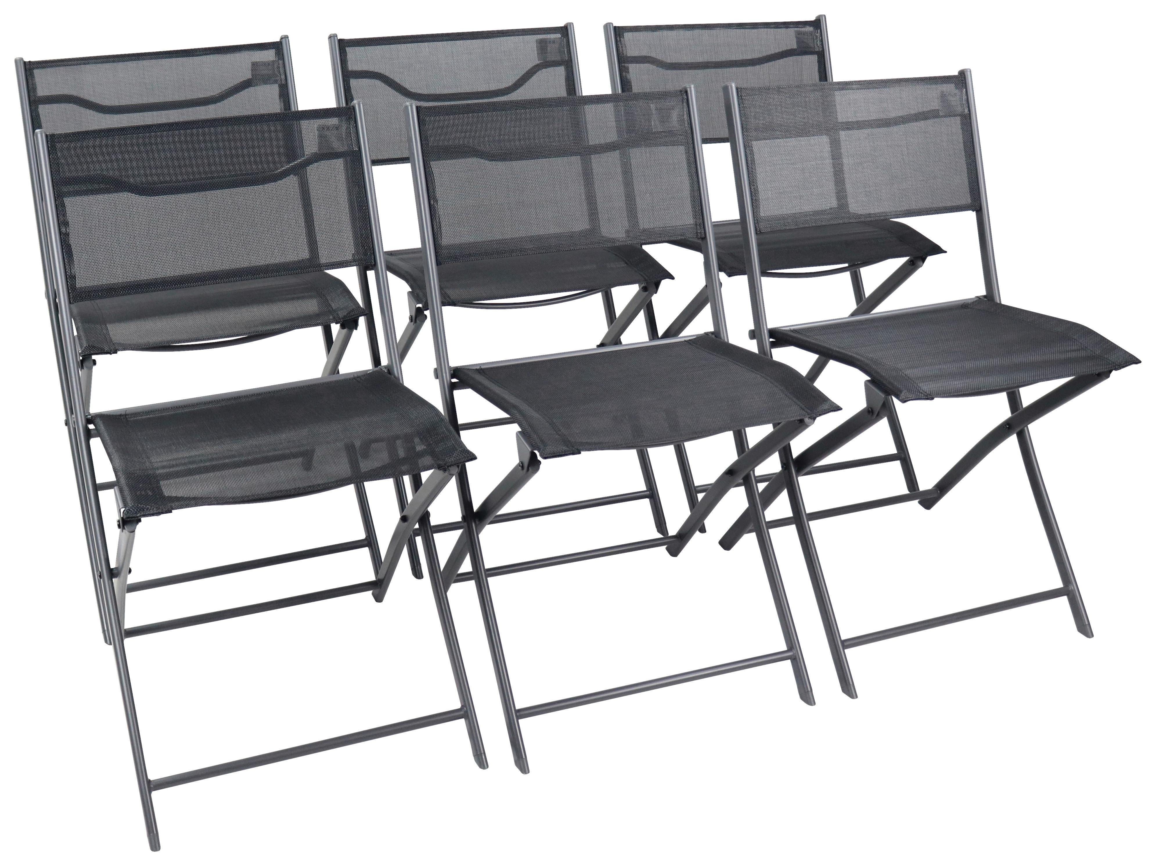 Gartenstuhl-set Klappbar Sumila Metall, Textil - Schwarz, MODERN, Textil/Metall (45/79/46cm) - Ambia Garden