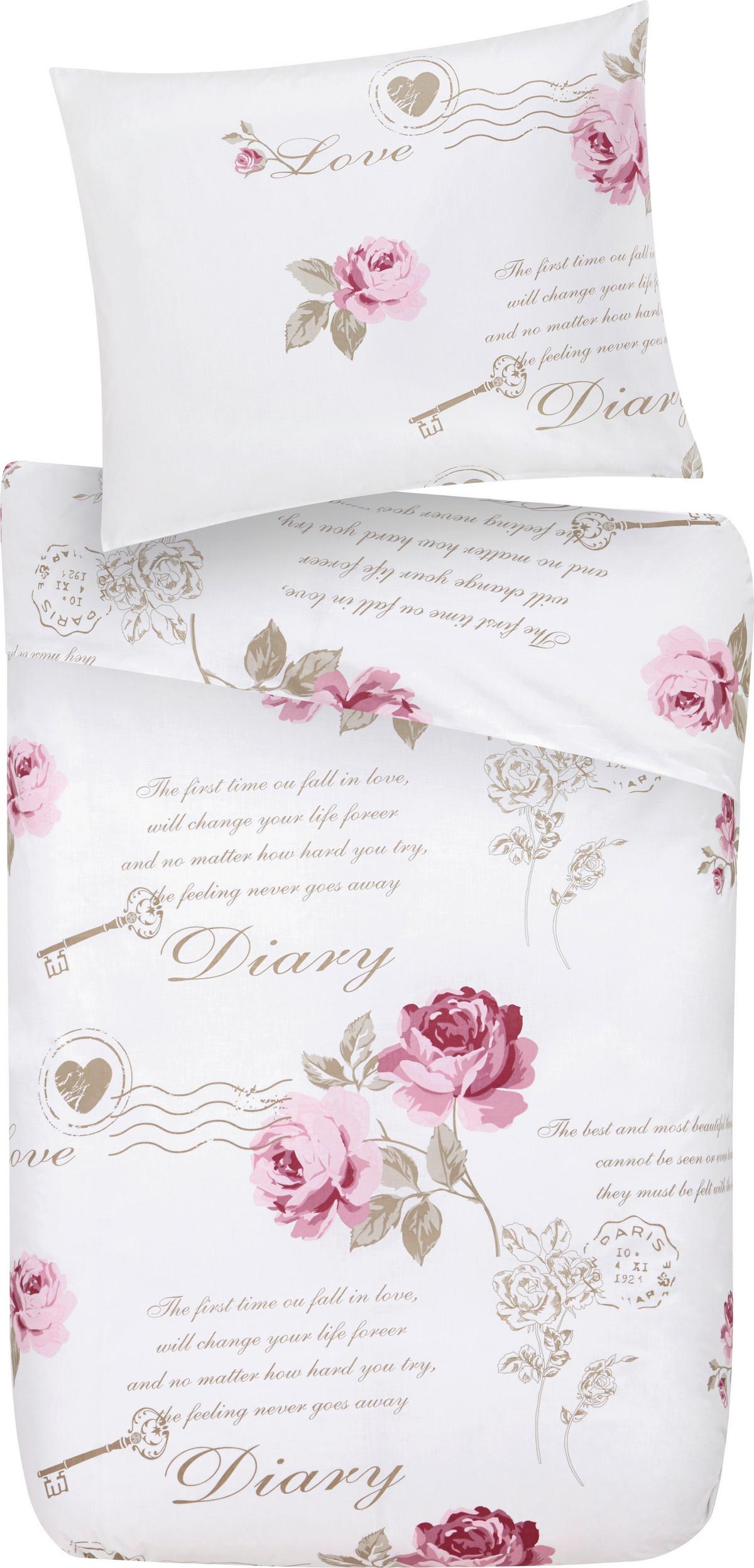 POVLEČENÍ Diary Rose, 140/200cm - bílá, Romantický / Rustikální, textil (140/200cm) - Modern Living