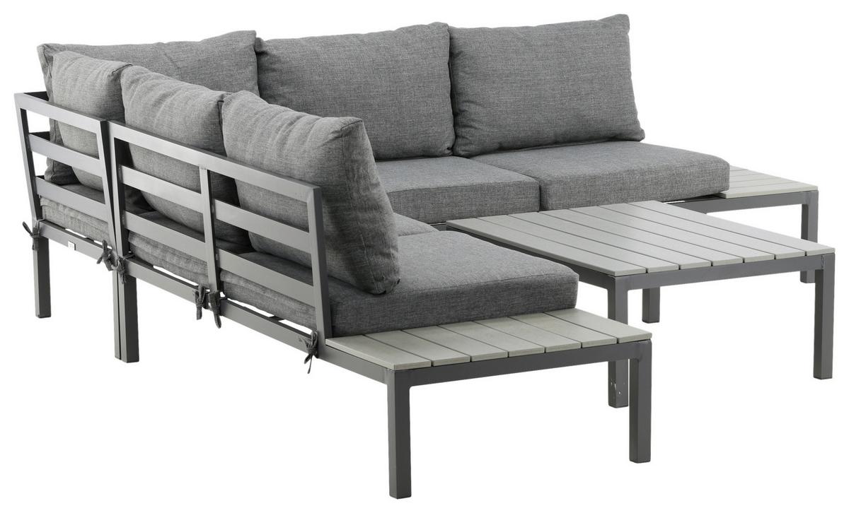 Loungegarnitur Odense - Schwarz, KONVENTIONELL, Metall (133/167cm) - Gardenson