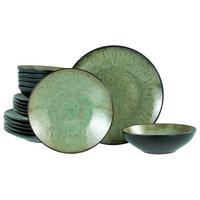 Tafelservice Jawa Grün, Schwarz 18-teilig - Schwarz/Grün, Basics, Keramik - Creatable