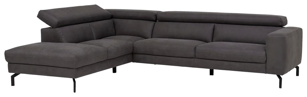 Ecksofa California - Dunkelgrau/Schwarz, MODERN, Textil (233/305cm) - Trendmanufaktur
