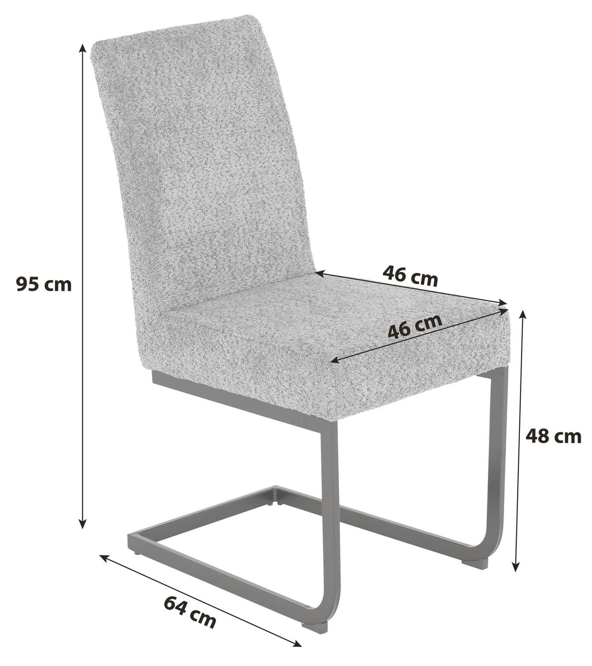Schwingstuhl Tampa Grau gepolstert - Schwarz/Grau, MODERN, Textil/Metall (46/95/64cm) - MID.YOU