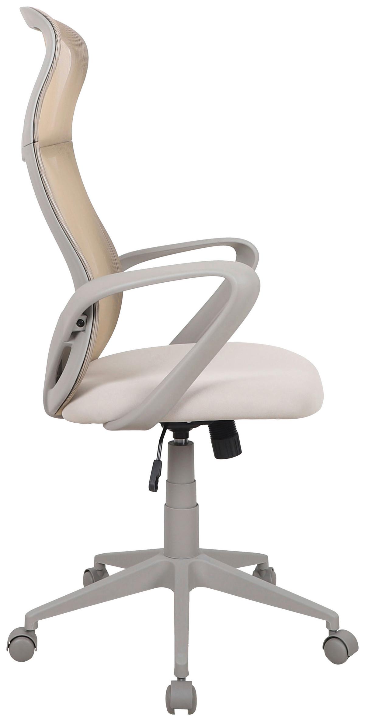 Drehstuhl Patricia mit Armstützen Beige/Grau - Beige/Grau, MODERN, Kunststoff/Textil (63/115-125/61cm) - MID.YOU