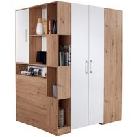 Eckschrank Begehbar Mit Regal 120cm Box, Eiche Dekor/weiß - Weiß/Eiche Artisan, MODERN, Holzwerkstoff (120/205/150cm) - Ondega