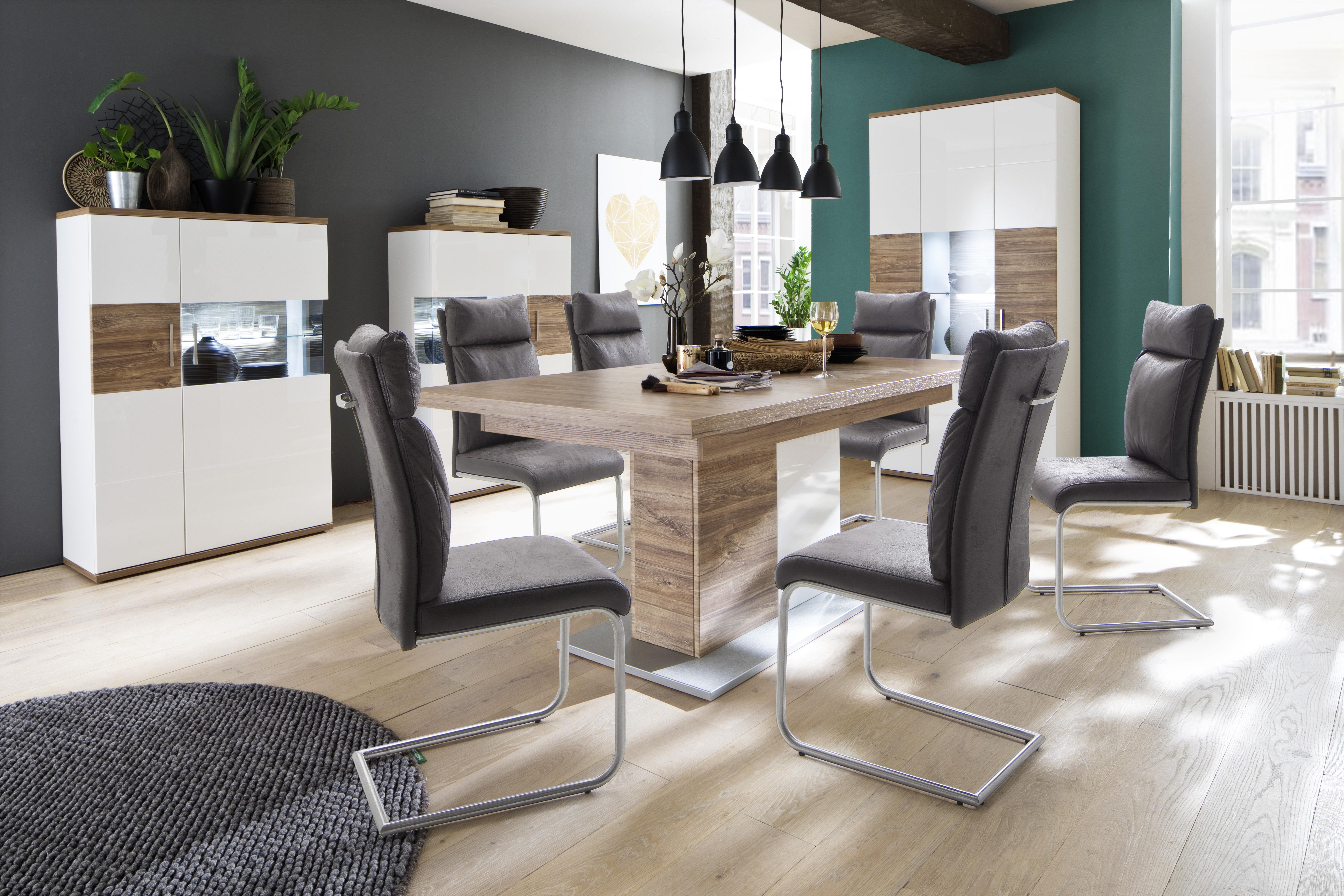 Esstisch ausziehbar Luzern 180-230x100cm Weiß/Eiche Dekor - Eichefarben/Weiß, Design, Holzwerkstoff (180-230/100/77cm) - Livetastic