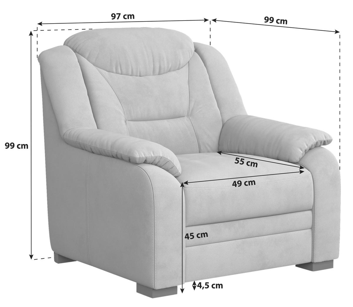 Sessel Marcus - Anthrazit/Schwarz, Basics, Textil (97/99/99cm) - MID.YOU