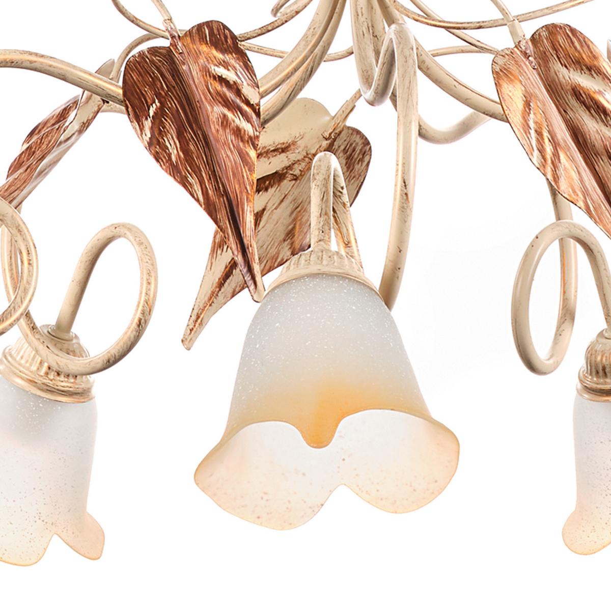 Kronleuchter 4647/5 - Beige/Weiß, Natur, Glas/Metall (90/90/130cm)