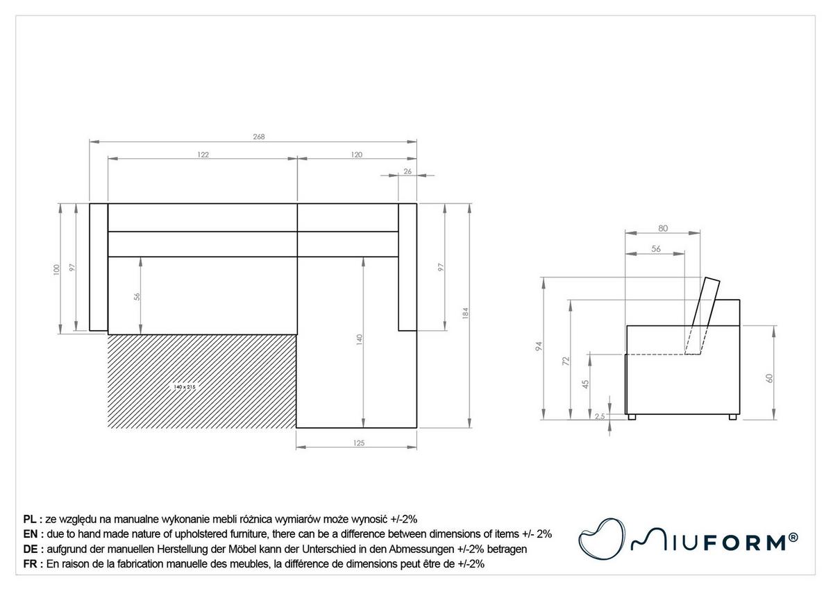 Ecksofa Lulu Beige S: 268x184cm - Beige/Schwarz, Design, Textil (268/184cm) - MID.YOU