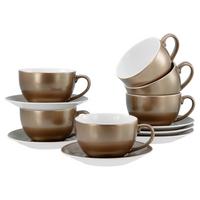 Cappuccinotasse Mit Untertass Golden Days Weiß, Goldfarben - Goldfarben/Weiß, Basics, Keramik - Creatable