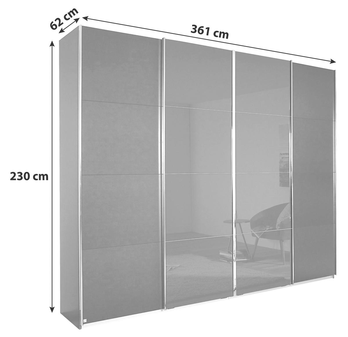 Skriňa s pos. dverami BENSHEIM š. 361 cm - sivá/grafitová, Modern, kov/kompozitné drevo (361/230/62cm) - James Wood