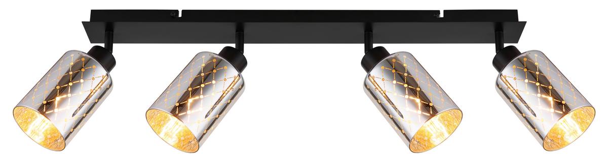 STRAHLER Exkl.4xE27 40W - Klar/Chromfarben, Basics, Glas/Metall (86/9/22cm) - Globo