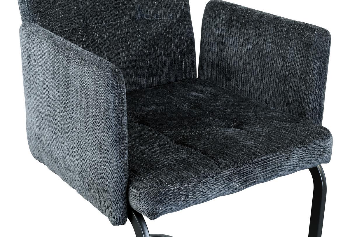 Armlehnstuhl Bordal Dunkelgrau Gepolstert - Dunkelgrau/Schwarz, MODERN, Textil/Metall (52/91/59,5cm) - MID.YOU