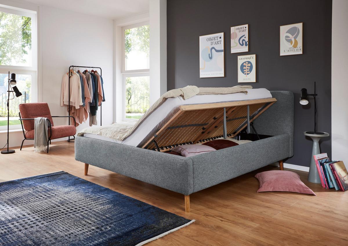 Polsterbett Mattis Herve Türkis 160x200cm - Türkis/Eichefarben, Design, Holz/Textil (160/200cm) - MID.YOU