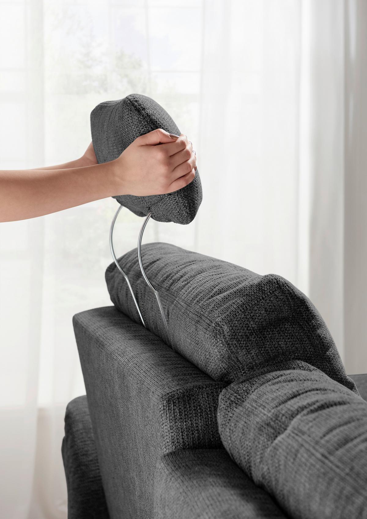 Ecksofa Brizzini Inkl. Bettkasten, Anthrazit, 264x206 - Anthrazit/Naturfarben, MODERN, Textil (264/206cm) - Livetastic