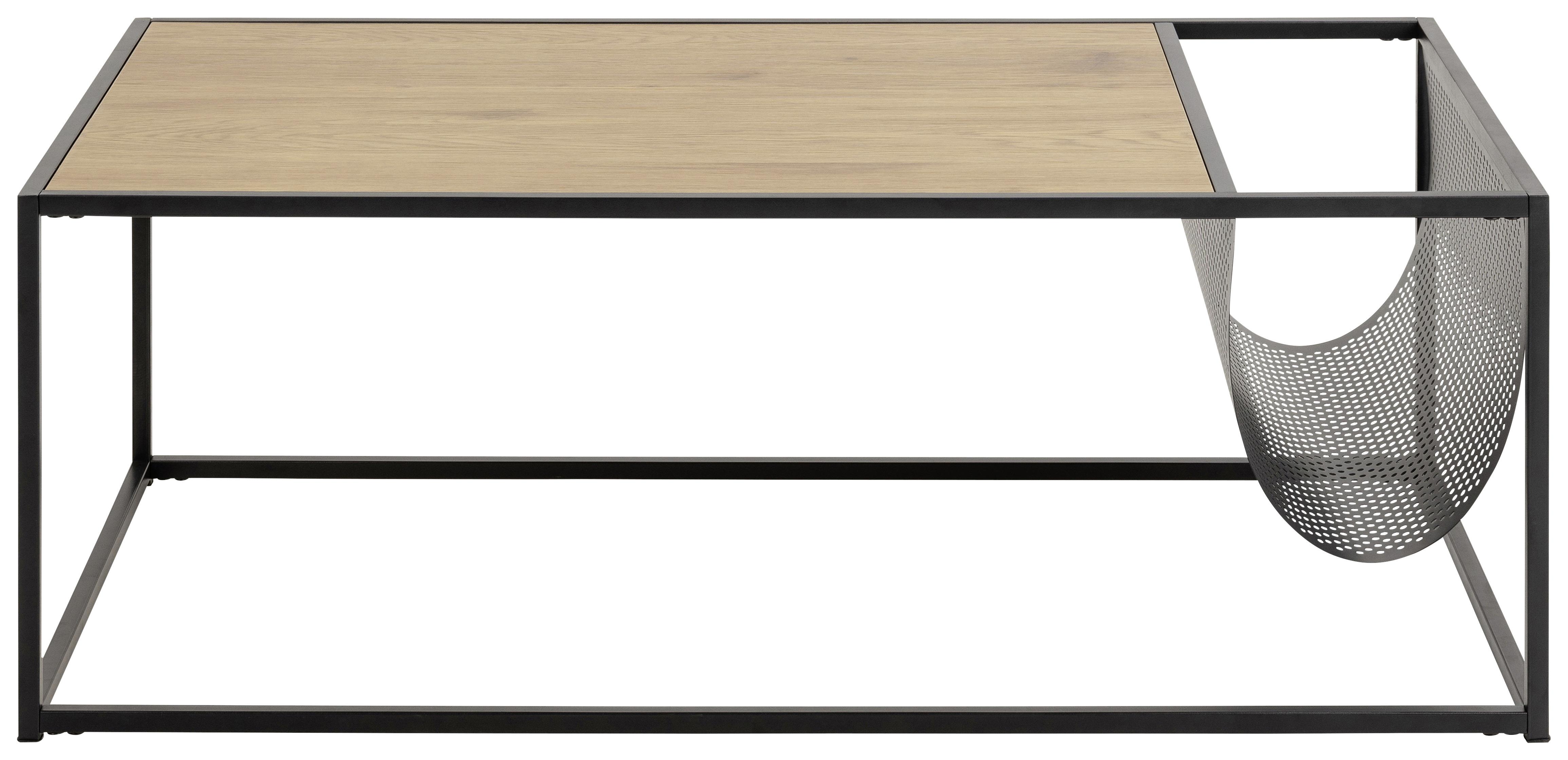 Couchtisch Mit Ablage Seaford, Eichefarben/schwarz - Eichefarben/Schwarz, Trend, Holzwerkstoff/Metall (110/60/40cm) - Livetastic