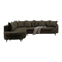 Rohová sedačka AXEL, levá, tmavé zelená tkanina - černá/tmavě zelená, Moderní, kov/textil (250/291cm) - Mömax