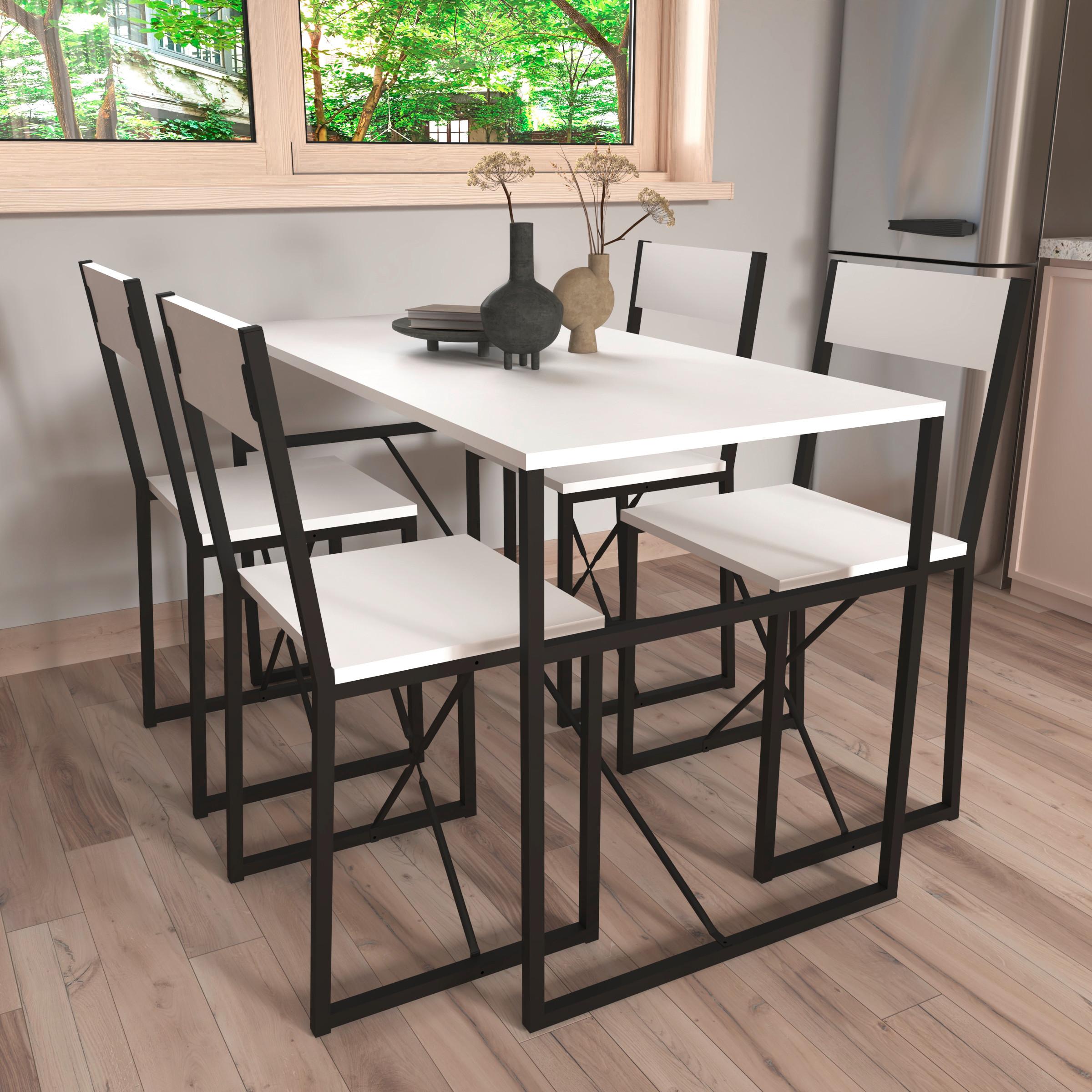 Esstisch Insasi Schwarz, Weiß L: 120 Cm - Schwarz/Weiß, Design, Holzwerkstoff/Metall (120/52,7/84,7cm) - MID.YOU