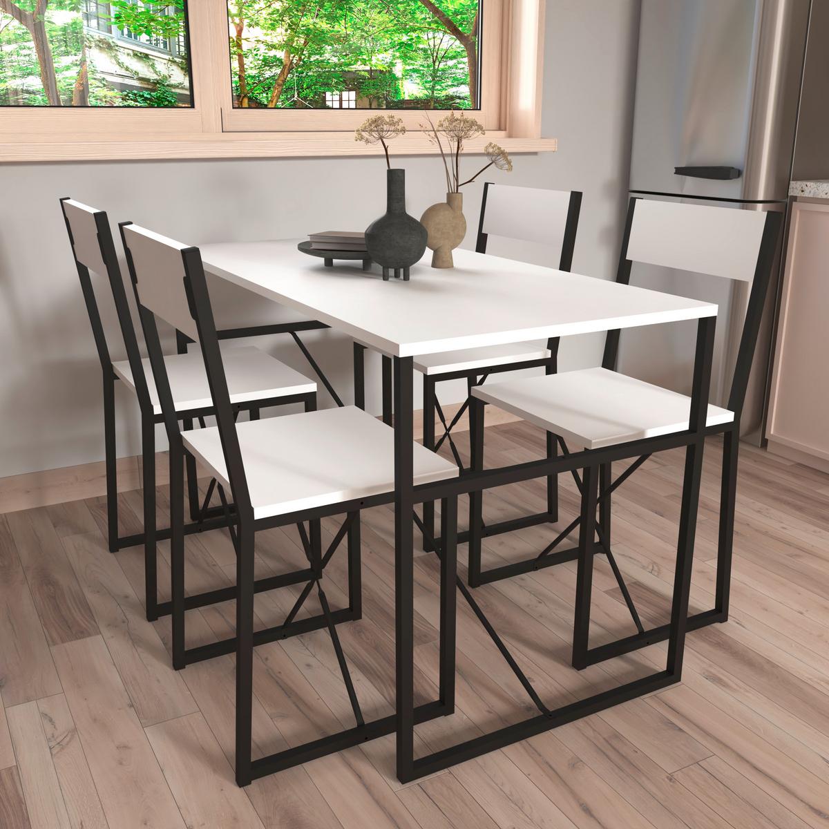 Esstisch Insasi Schwarz, Weiß L: 120 Cm - Schwarz/Weiß, Design, Holzwerkstoff/Metall (120/52,7/84,7cm) - MID.YOU