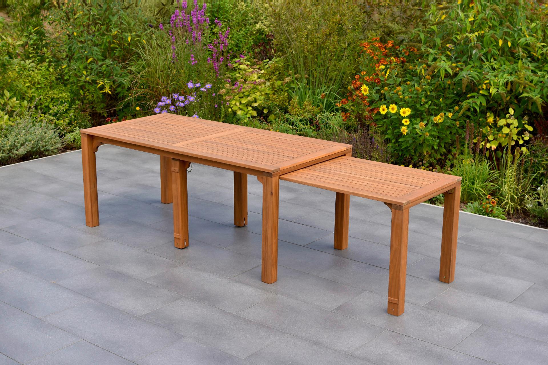 Gartentisch ausziehbar Flex Echtholz Akazie L: 185 cm - Braun, KONVENTIONELL, Holz (185/90/76cm) - Gardenson
