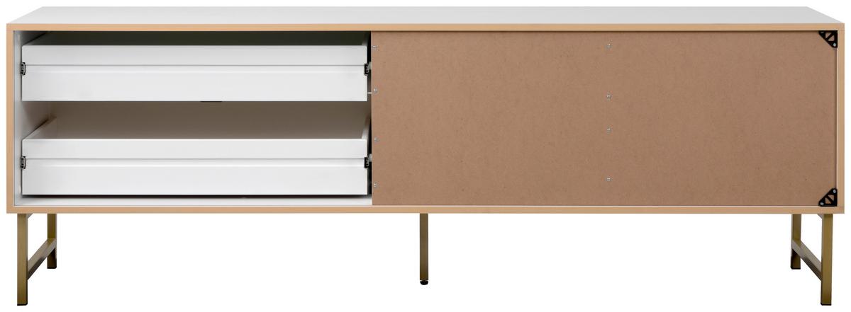 TV-Lowboard Edinburgh B: 179 cm Weiß - Goldfarben/Weiß, Design, Holzwerkstoff (179/61/41cm) - MID.YOU