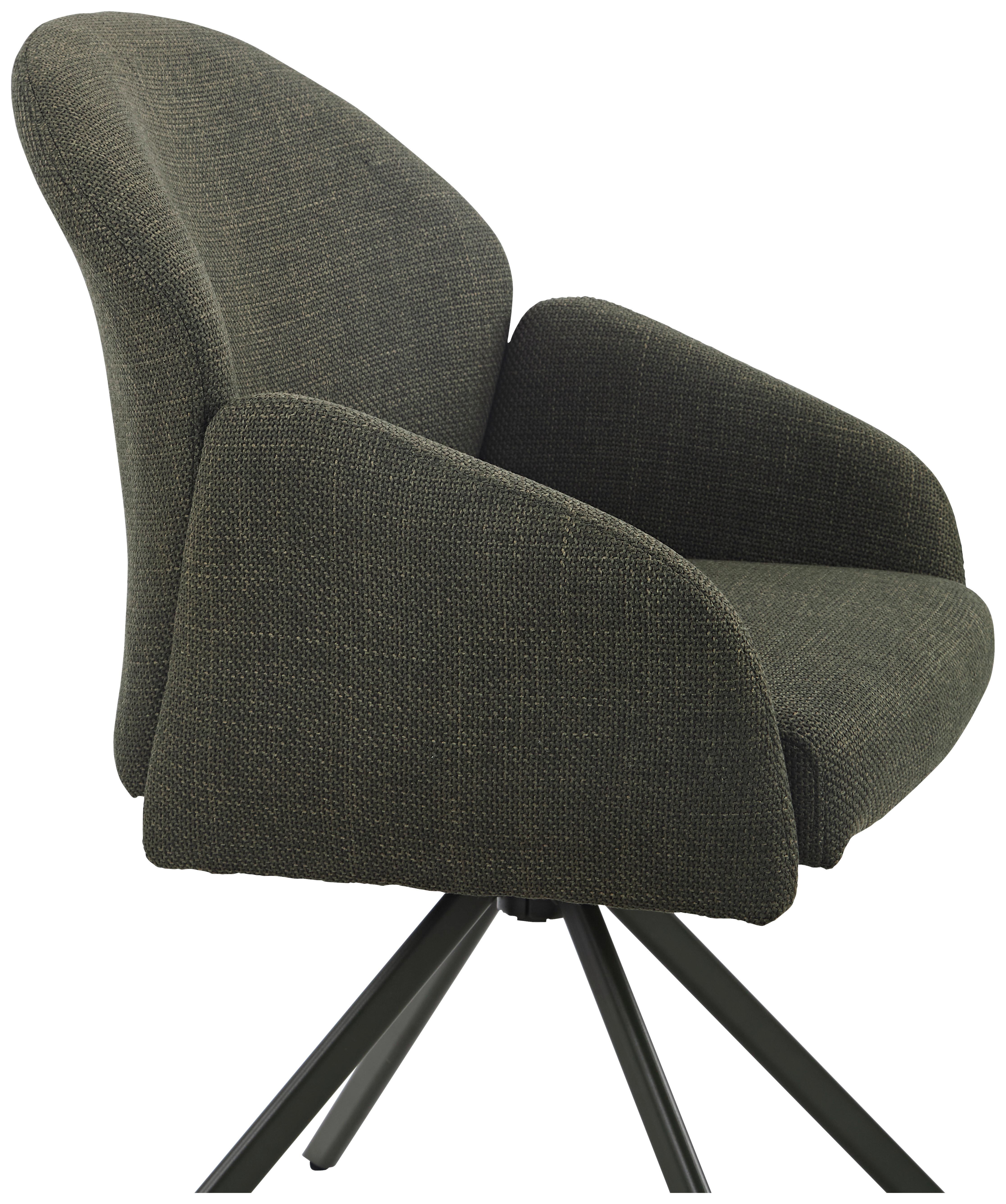 Armlehnstuhl Holly Drehbar Webstoff Moosgrün, B: 56,5 Cm - Grün, MODERN, Textil/Metall (56,5/61/84cm)