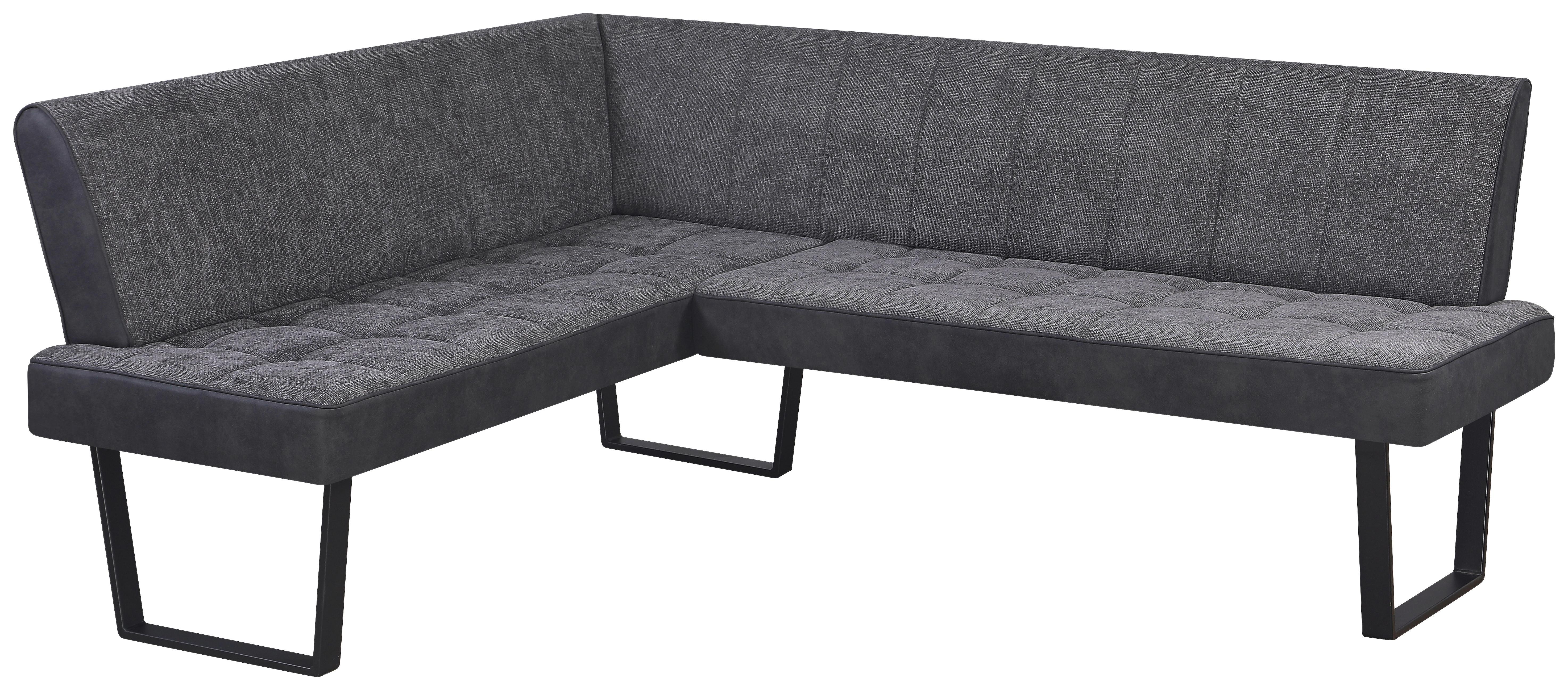 Eckbank Pag - Schwarz/Grau, KONVENTIONELL, Textil/Metall (160/200cm) - MID.YOU