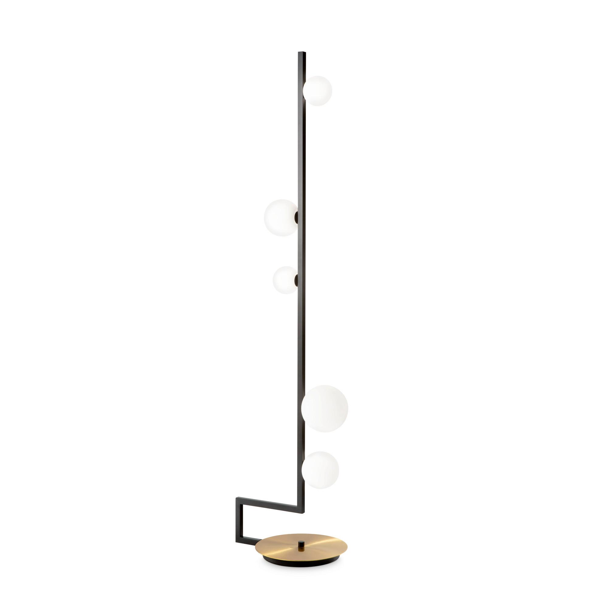 Stehleuchte Birds Schwarz Goldfarben B: 44 cm - Goldfarben/Schwarz, Design, Glas/Metall (30/44/160cm) - Ideal Lux