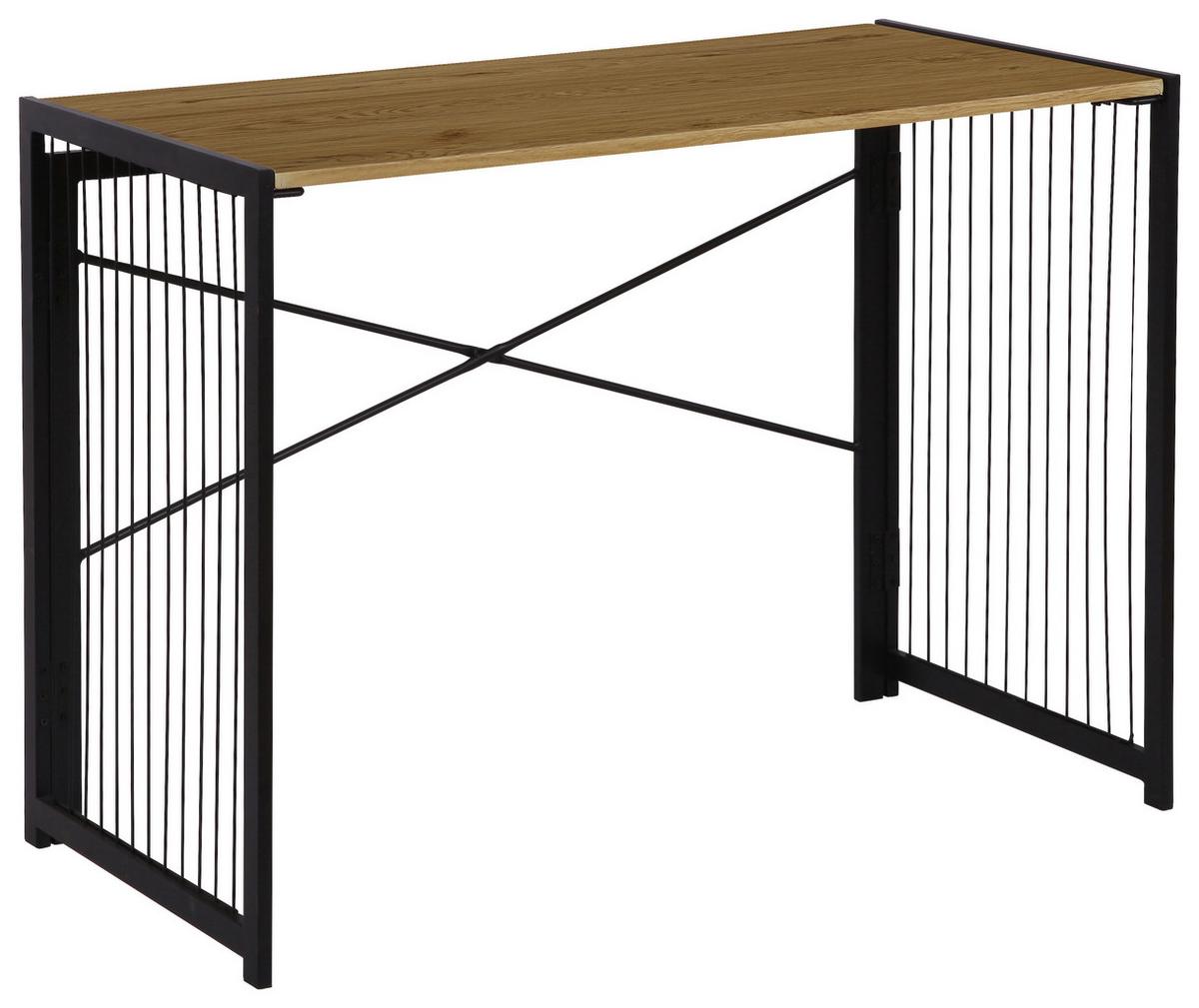 Schreibtisch Klappbar B 100cm H 75cm, Klapp, Eiche/Schwarz - Eichefarben/Schwarz, MODERN, Holzwerkstoff/Metall (100/75/50cm)